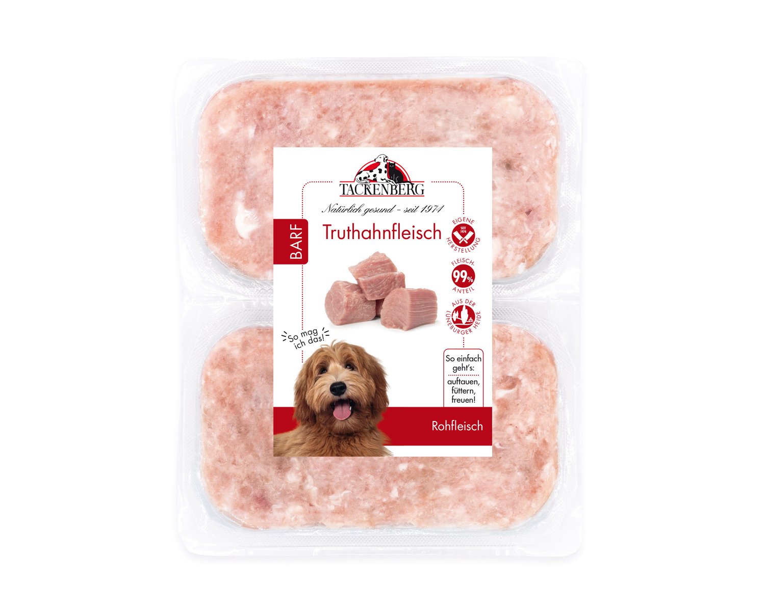 BARF Truthahnfleisch für Hunde & Katzen - 500 g - Premiumqualität von Tackenberg