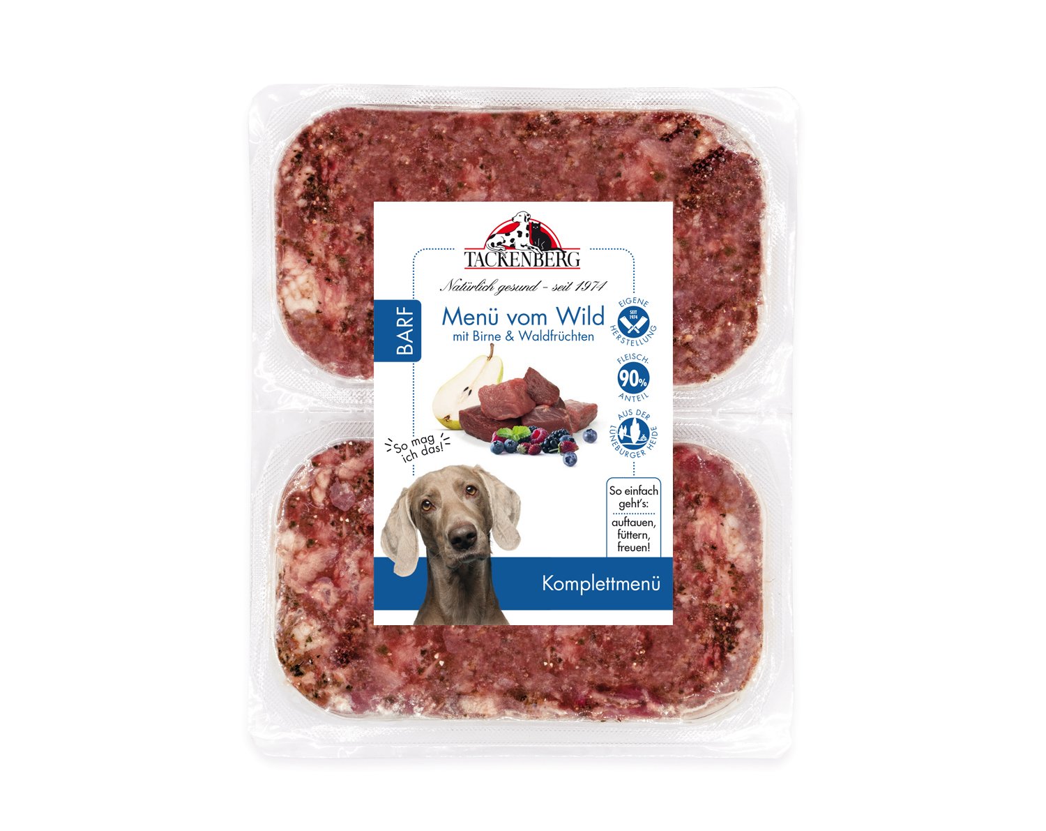 BARF Menü Wild & Birne für Hunde  - 14 x 500 g - Premiumqualität von Tackenberg