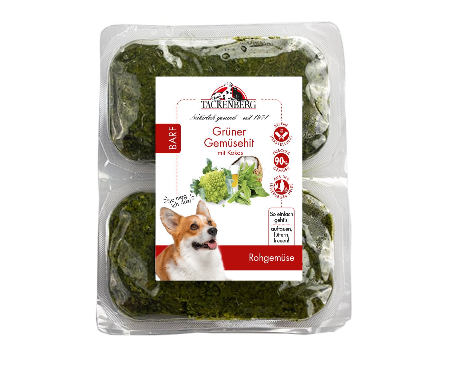 Menü mit Gemüse & Kokos für Hunde - 500 g - Premiumqualität von Tackenberg