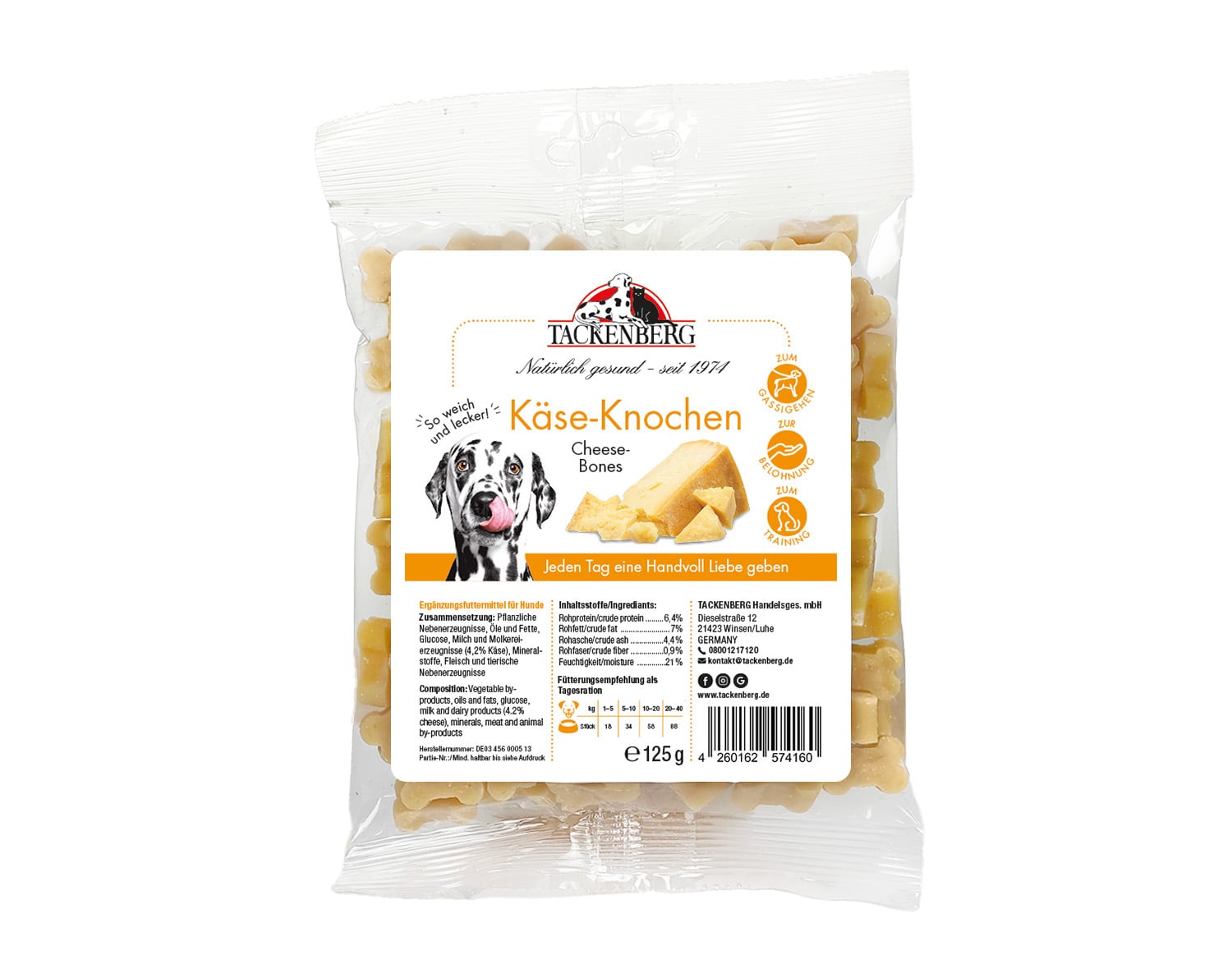 Käse Snacks für Hunde | Online bei Tackenberg - 125g - Premiumqualität von Tackenberg