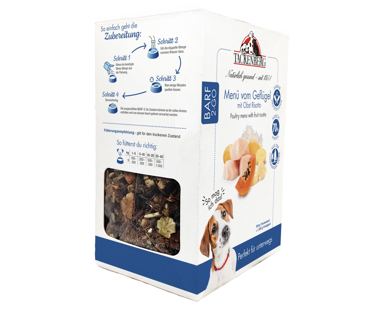 BARF to Go Menü Geflügel & Obst Risotto für Hunde  - 500g - Premiumqualität von Tackenberg