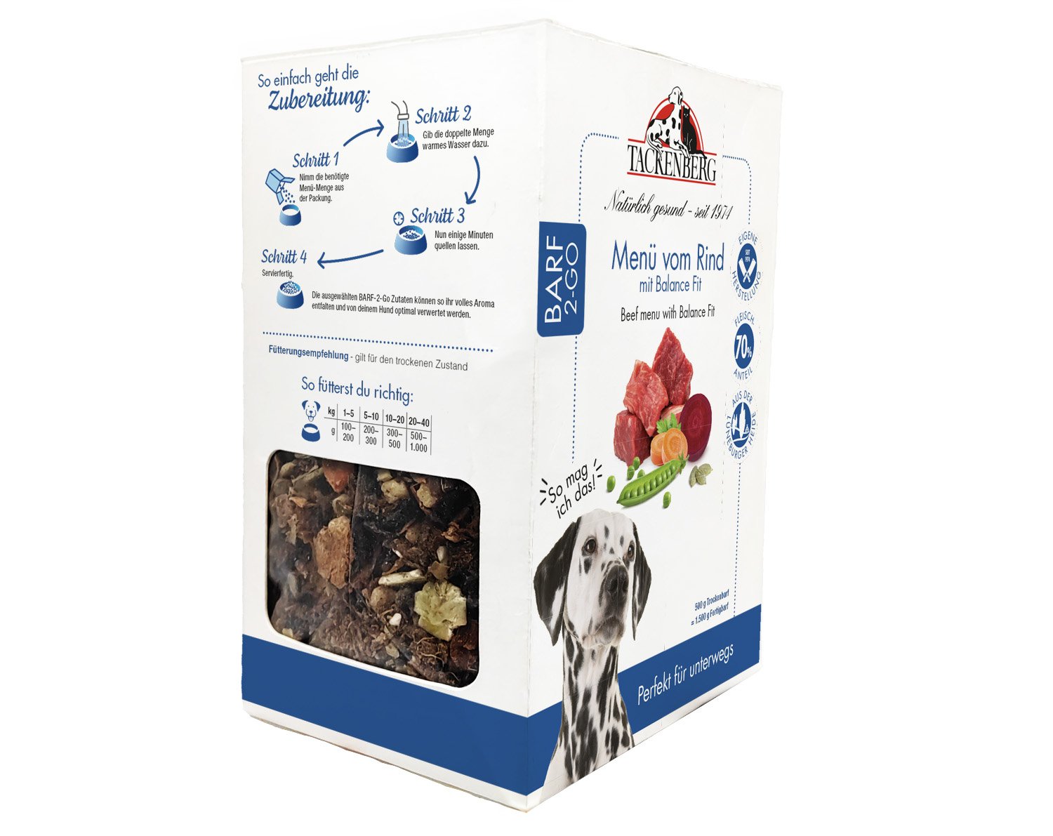 BARF to Go Menü Rind & Balance Fit für Hunde  - 500g - Premiumqualität von Tackenberg