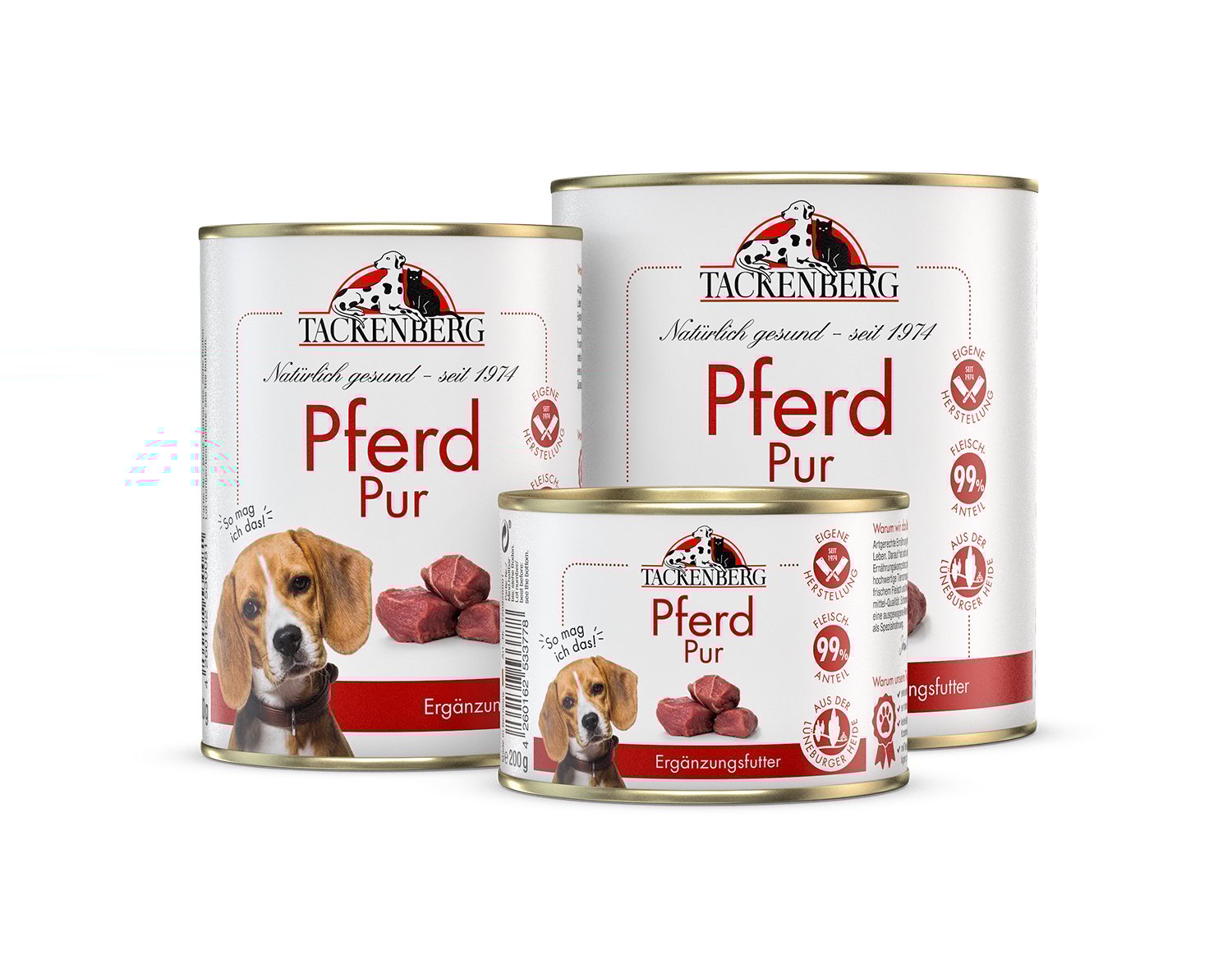 Nassfutter Pferd Pur für Hunde  - 6 x 200 g - Premiumqualität von Tackenberg