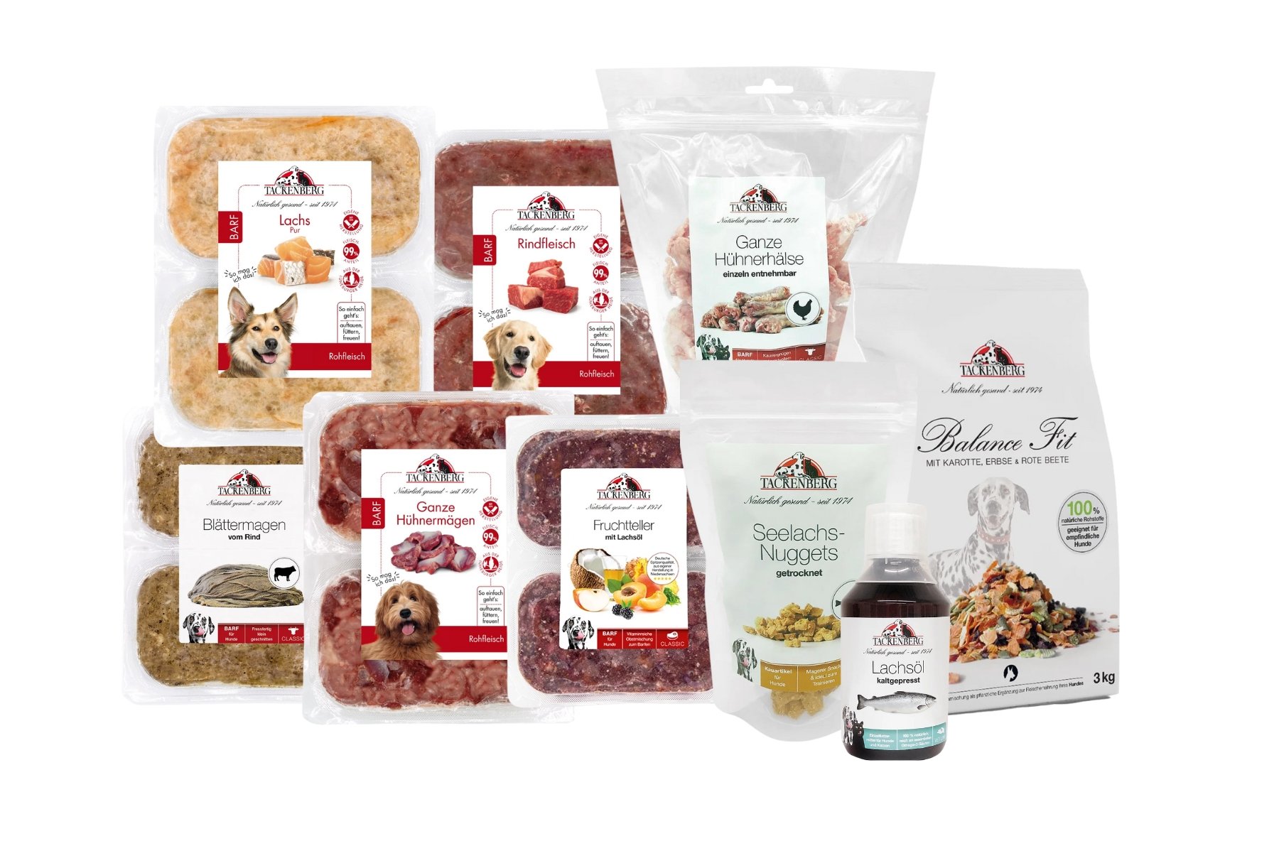 Probierpaket Barf drei Fleischsorten - Barf Probierpakete  - 22 Artikel - Premiumqualität von Tackenberg