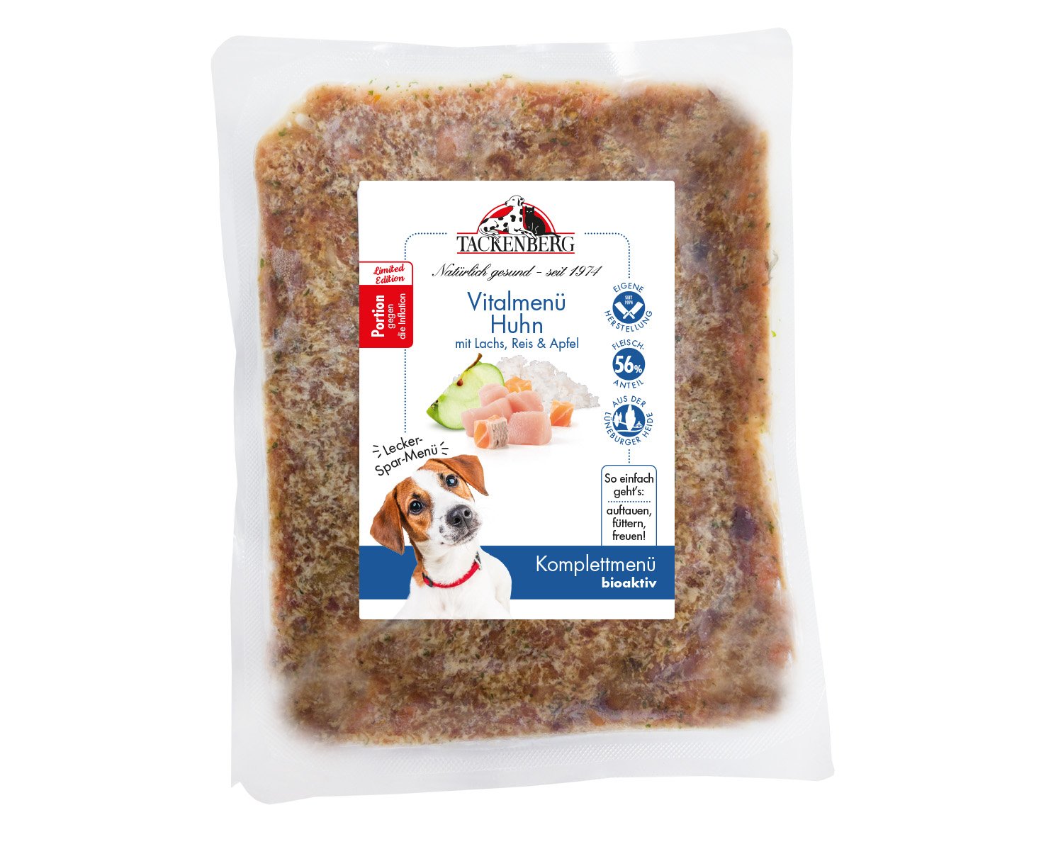 BARF-Vitalmenü für Hunde vom Huhn mit Lachs | Online bei Tackenberg - 14 x 500 g - Premiumqualität von Tackenberg