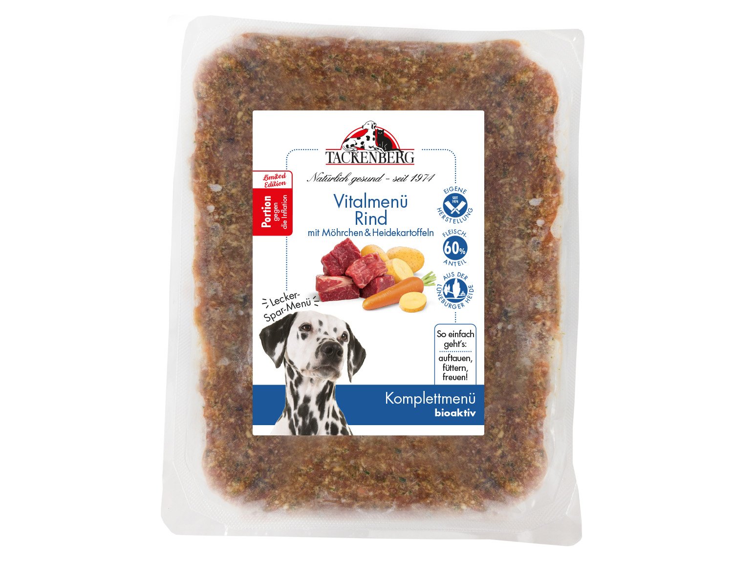 BARF-Vitalmenü für Hunde vom Rind | Online bei Tackenberg - 200 g - Premiumqualität von Tackenberg