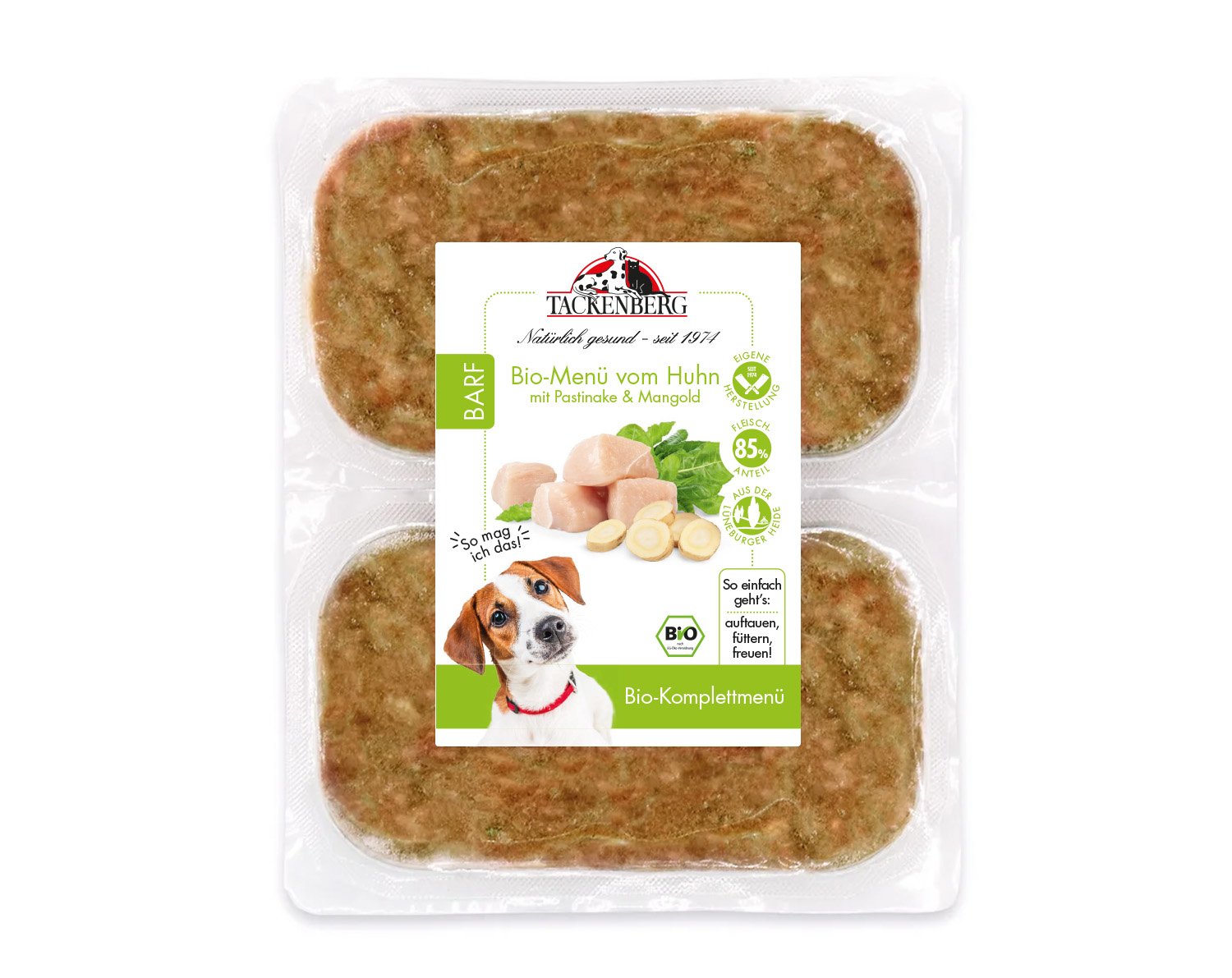 Bio BARF Menü Huhn & Pastinake für Hunde - 500 g - Premiumqualität von Tackenberg