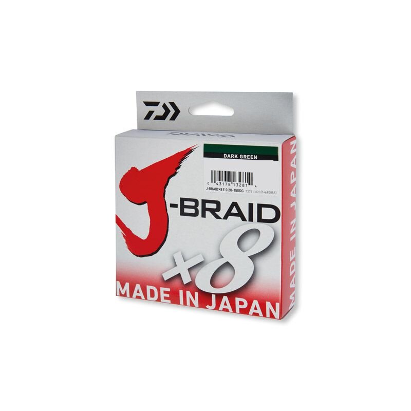 DAIWA J-Braid X8 0,16mm 9kg 300m Dark Green (0,12 € pro 1 m)