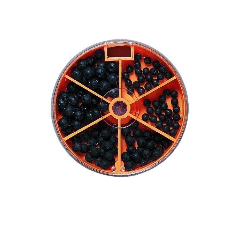 JENZI Perlen Sortiment-Dose mit Gummi-Perlen Schwarz