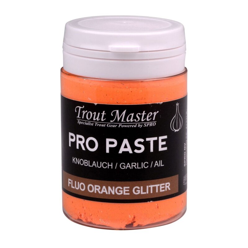 TROUTMASTER Pro Paste Garlic 60g Fluo Orange Glitter (62,50 € pro 1 kg)