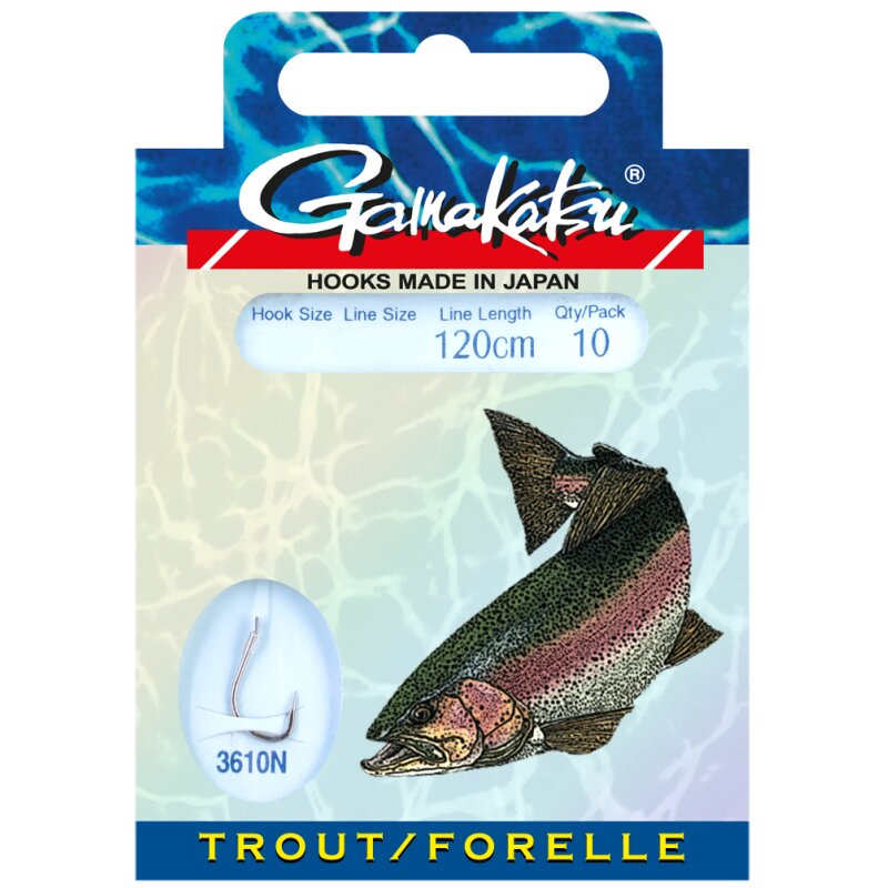 GAMAKATSU Hook LS-3610 Forelle Gr.2 120cm 0,25mm Nickel... (2,99 € pro 1 m)
