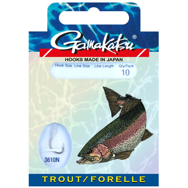 GAMAKATSU Hook LS-3610 Forelle Gr.10 75cm 0,18mm Nickel... (4,79 € pro 1 m)