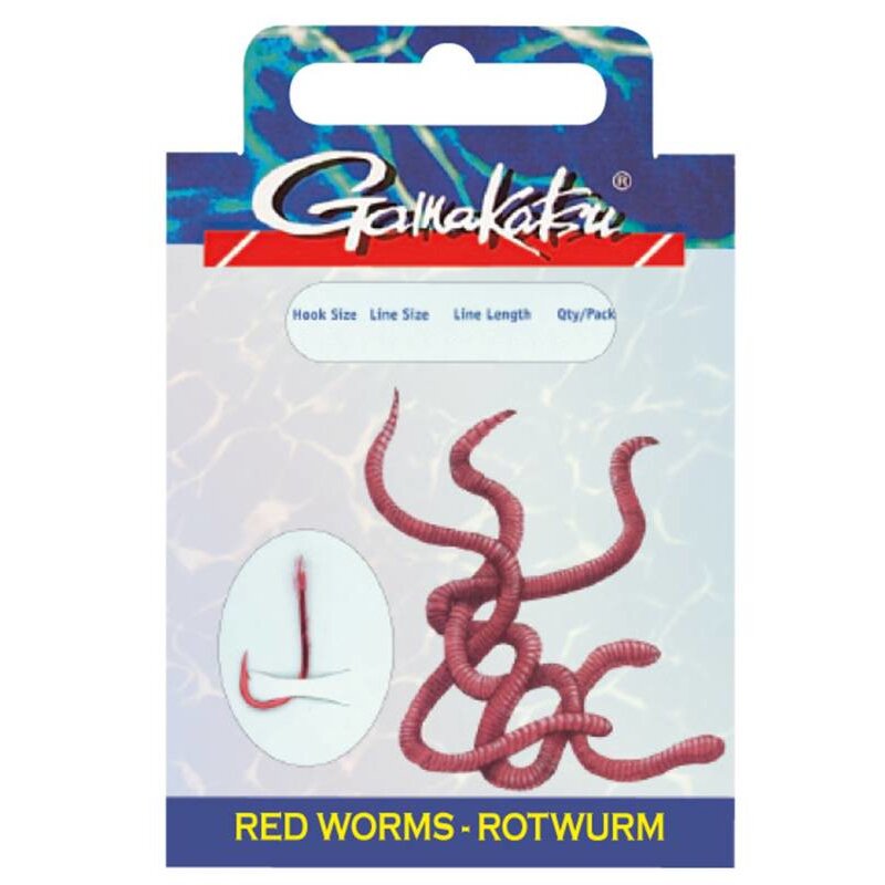 GAMAKATSU Hook BKD-5260 Red Worm 75cm Gr.4 0,25mm Rot 10Stk. (4,79 € pro 1 m)