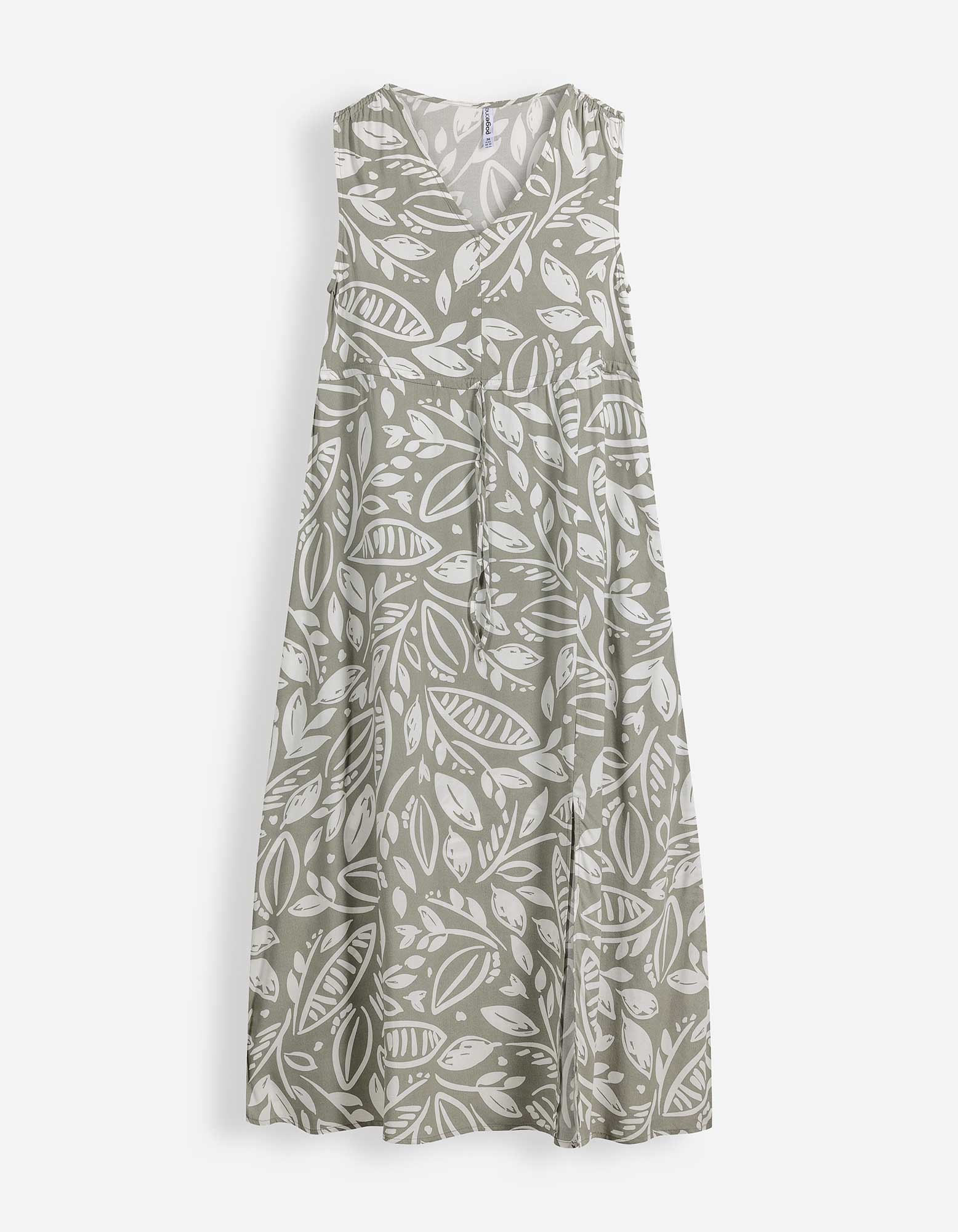 Maxikleid - Elastischer Bund - Khaki