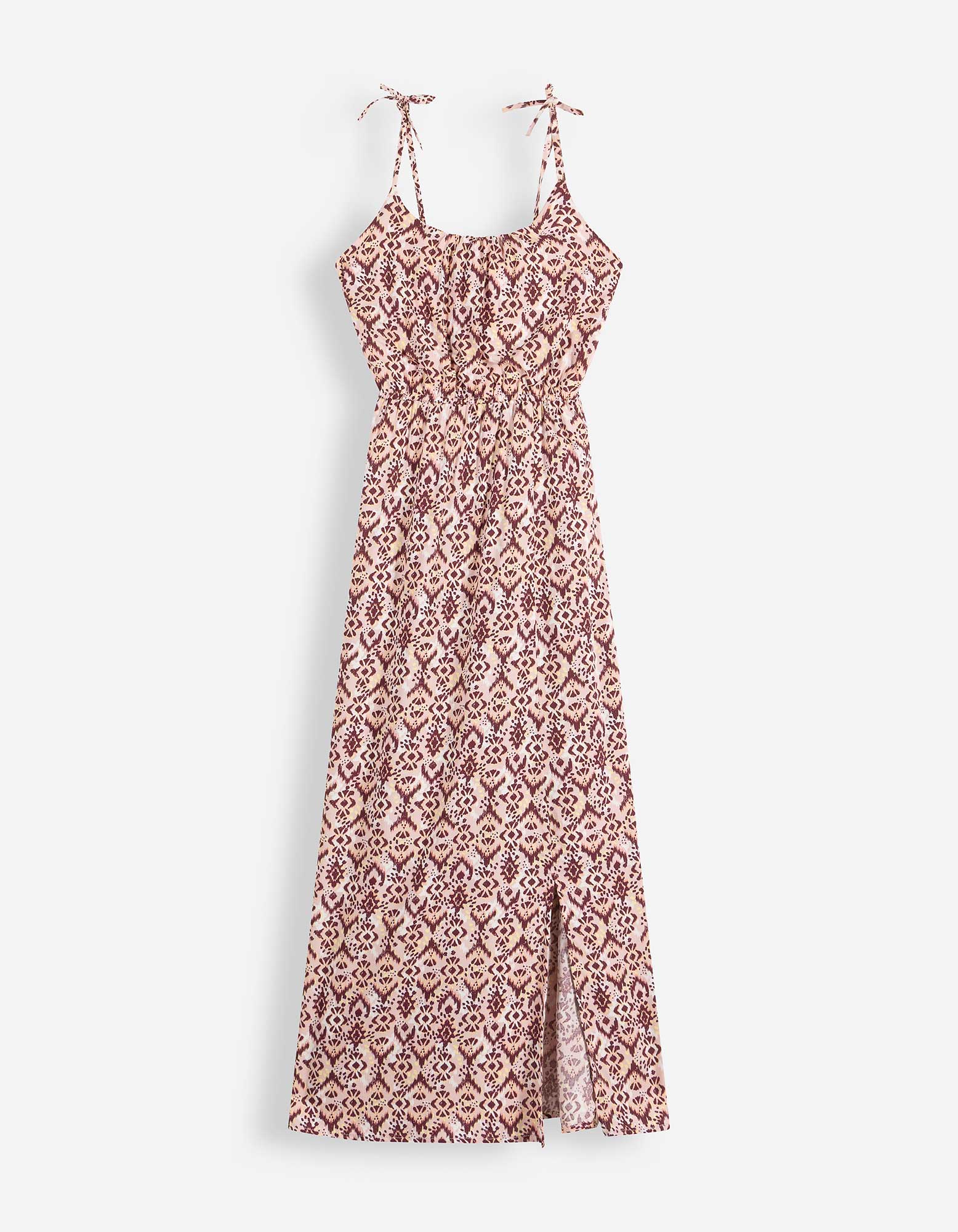Maxikleid - Seitenschlitz - rosa