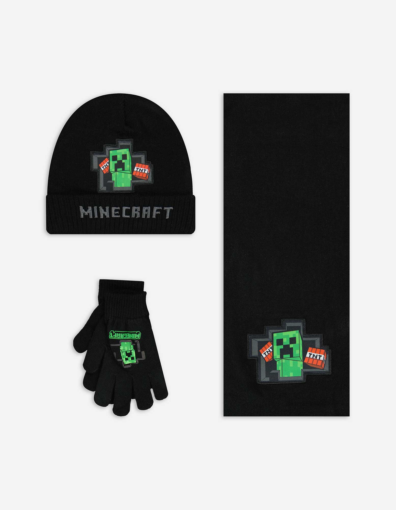 Set aus Mütze, Schal und Handschuhe  - Minecraft - schwarz