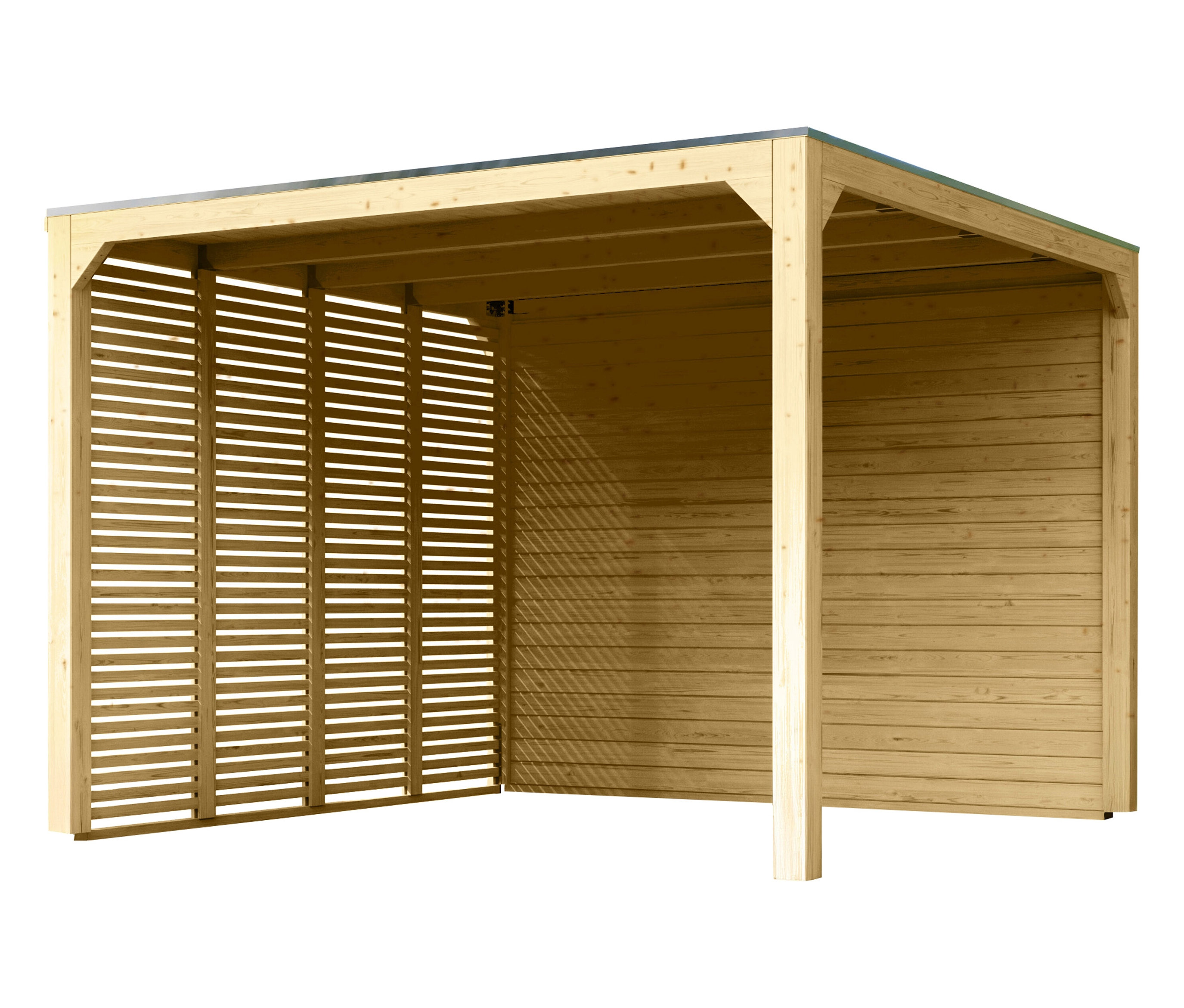 Karibu Pavillon »Markaska« mit Leimholz-Balken und Dacheindeckung - 320x320x239cm - braun - Fichtenholz