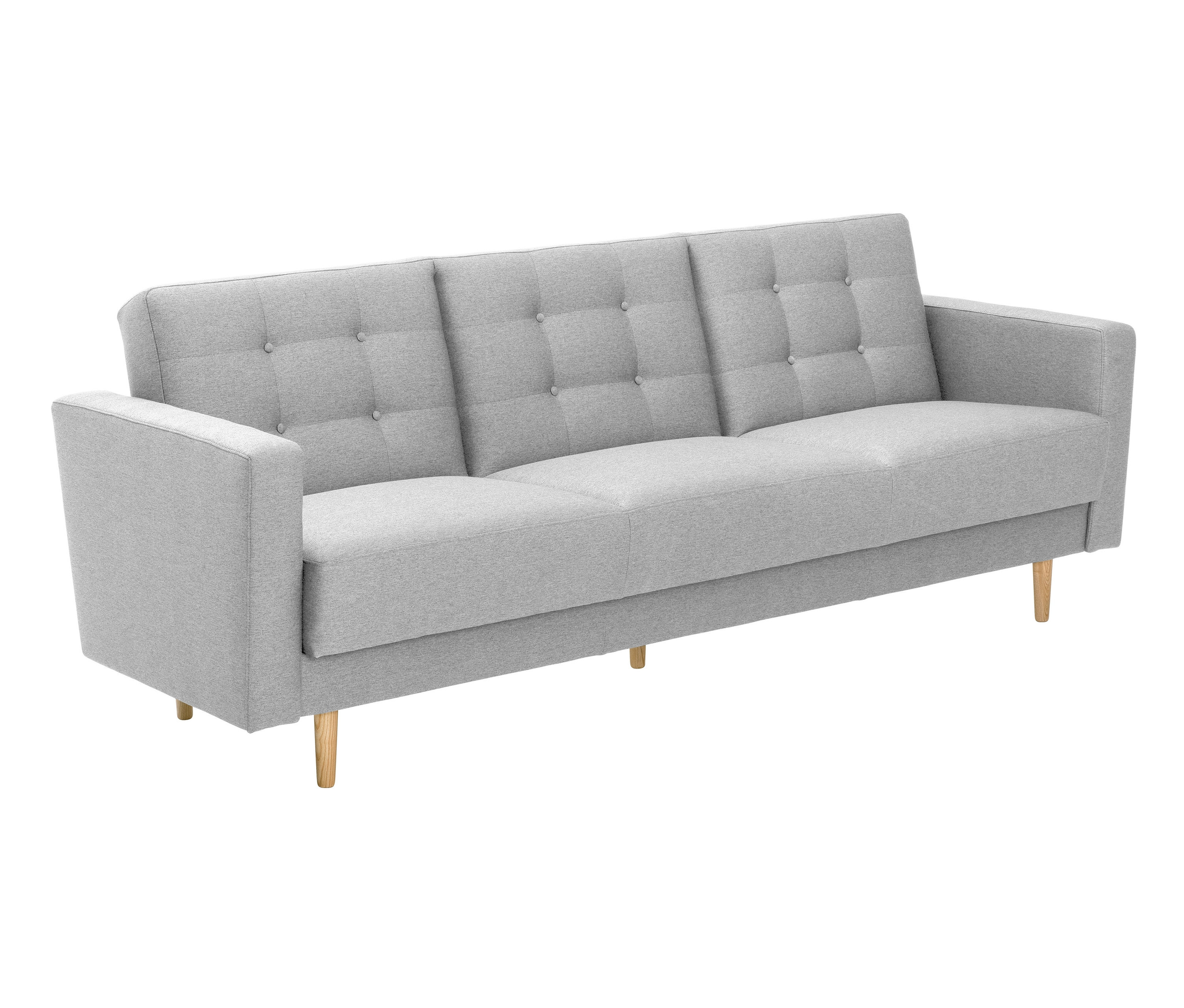 Tchibo - 3-Sitzer-Schlafsofa »Janny« - 224x83x81cm - hellgrau - Polyester / Holz / Eschen-Massivholz
