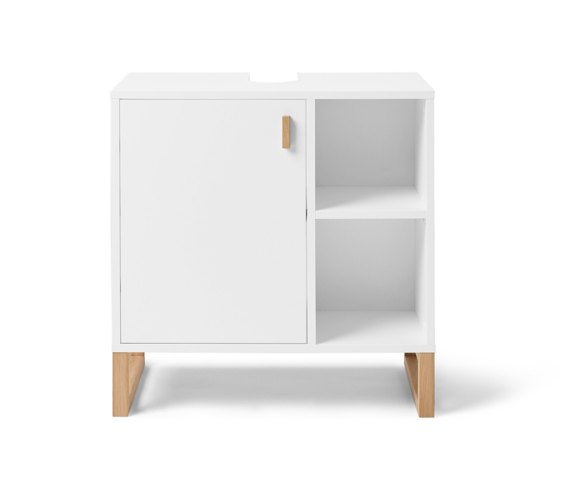 Tchibo - Waschbeckenunterschrank mit Tür und Seitenfach - 65x40x66cm - braun - Holz / Eichenholz