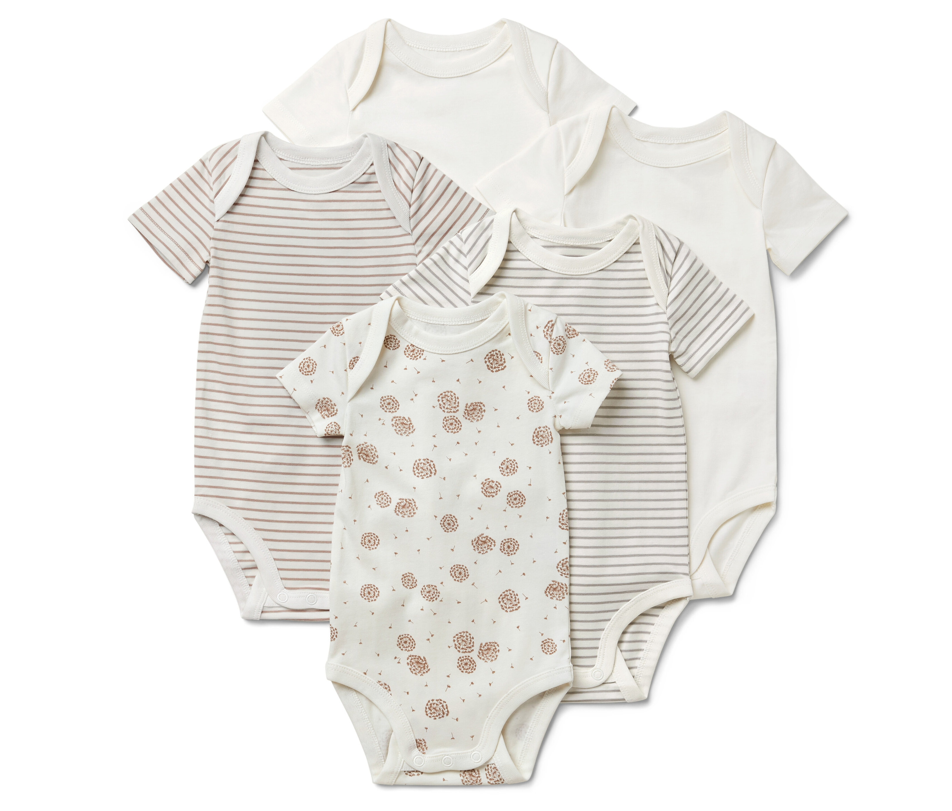 Tchibo - 5 Baby-Bodys mit Mitwachsfunktion - Kinder - Gr. 98/104 - weiß/print