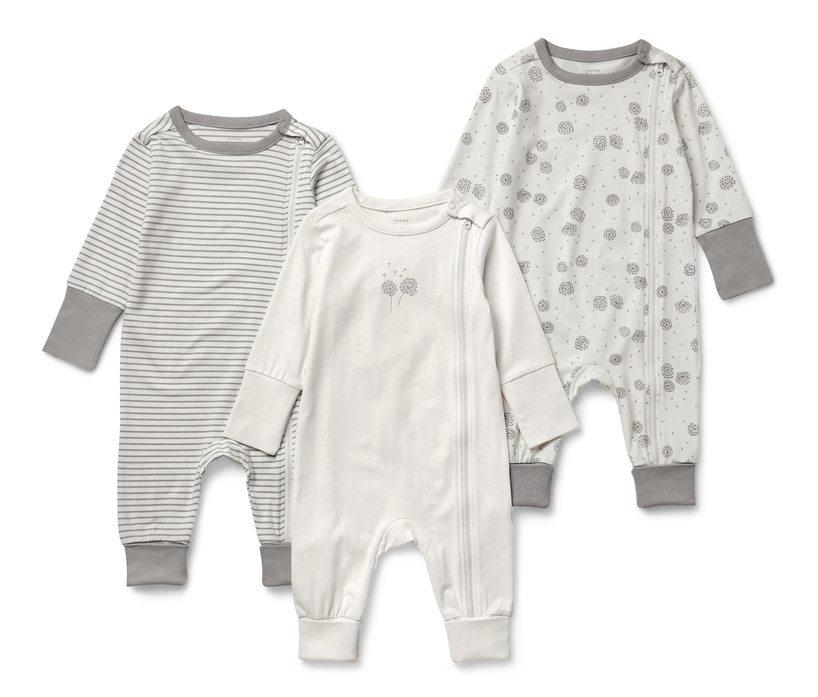 Tchibo - 3 Baby-Pyjamas - Baby - Gr. 62/68 - weiß/print