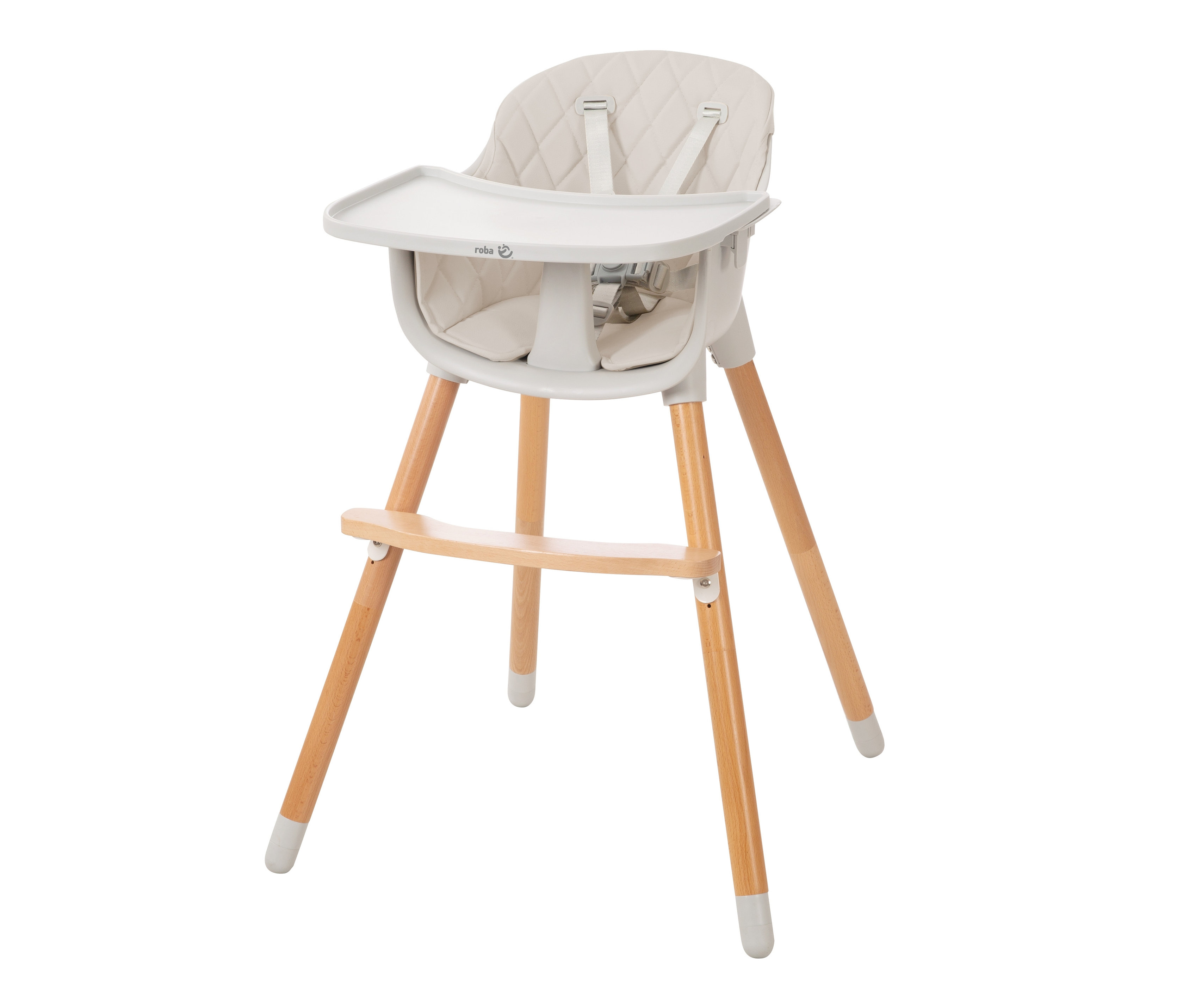 roba 2-in-1-Hochstuhl »Style Up wood« - 57x57x83,5cm - weiß - Kunststoff / Holz