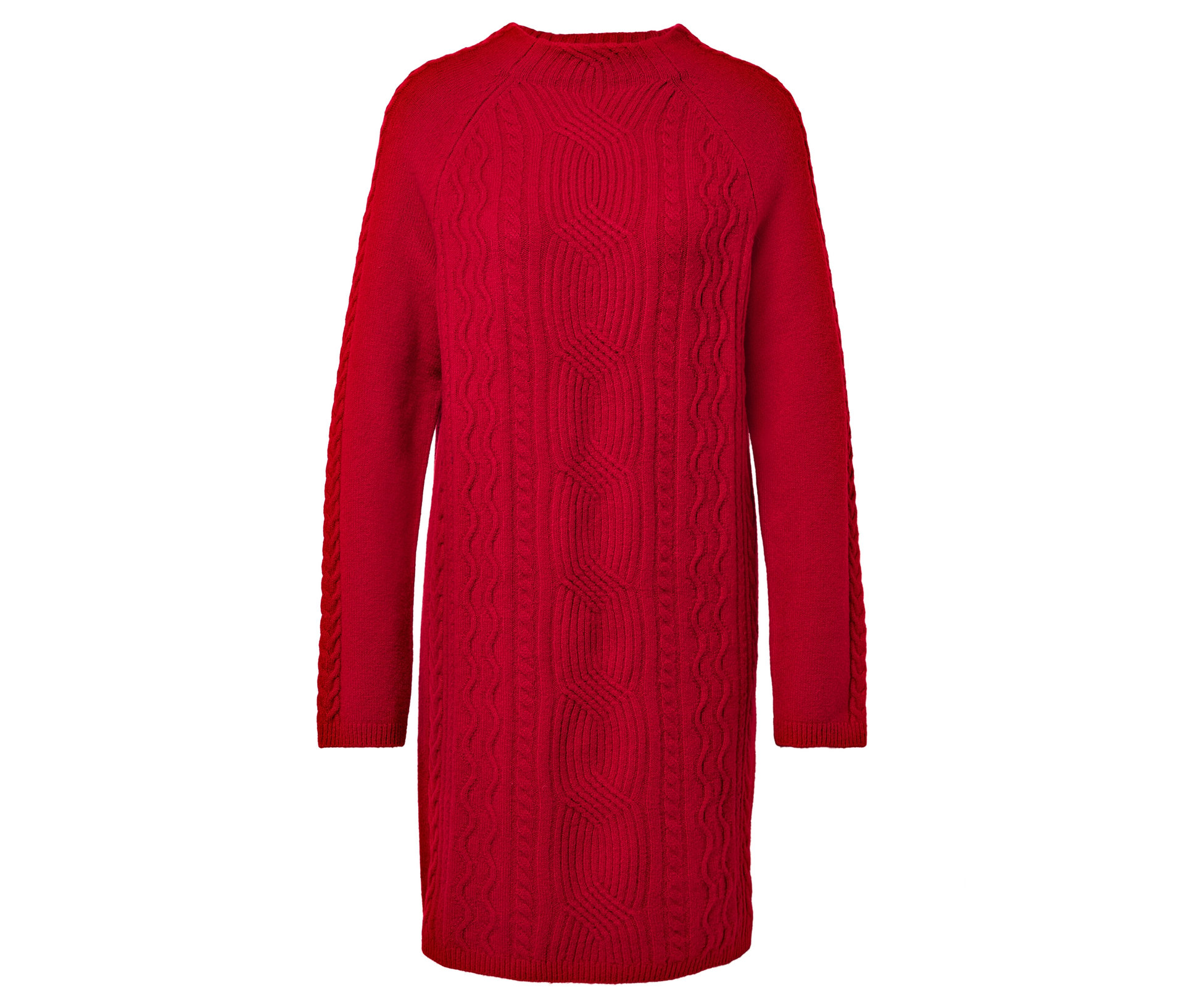 Tchibo - Strickkleid mit Zopfmuster - Damen - Gr. S - rot
