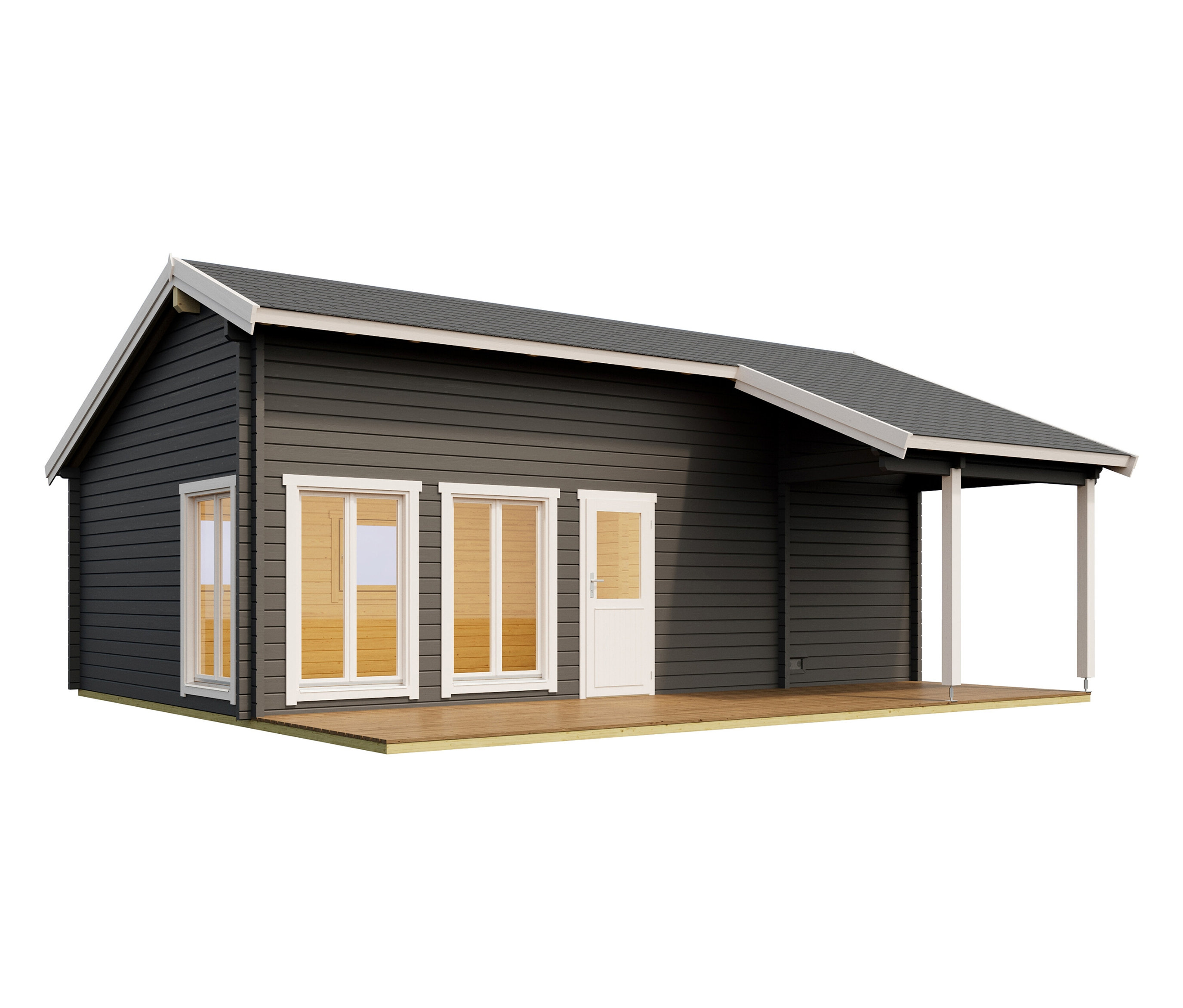 Weka Wochenendhaus »Hamburg« mit Sauna und Aufbau - 1x60x840cm - anthrazit - Holz / Fichtenholz / Glas