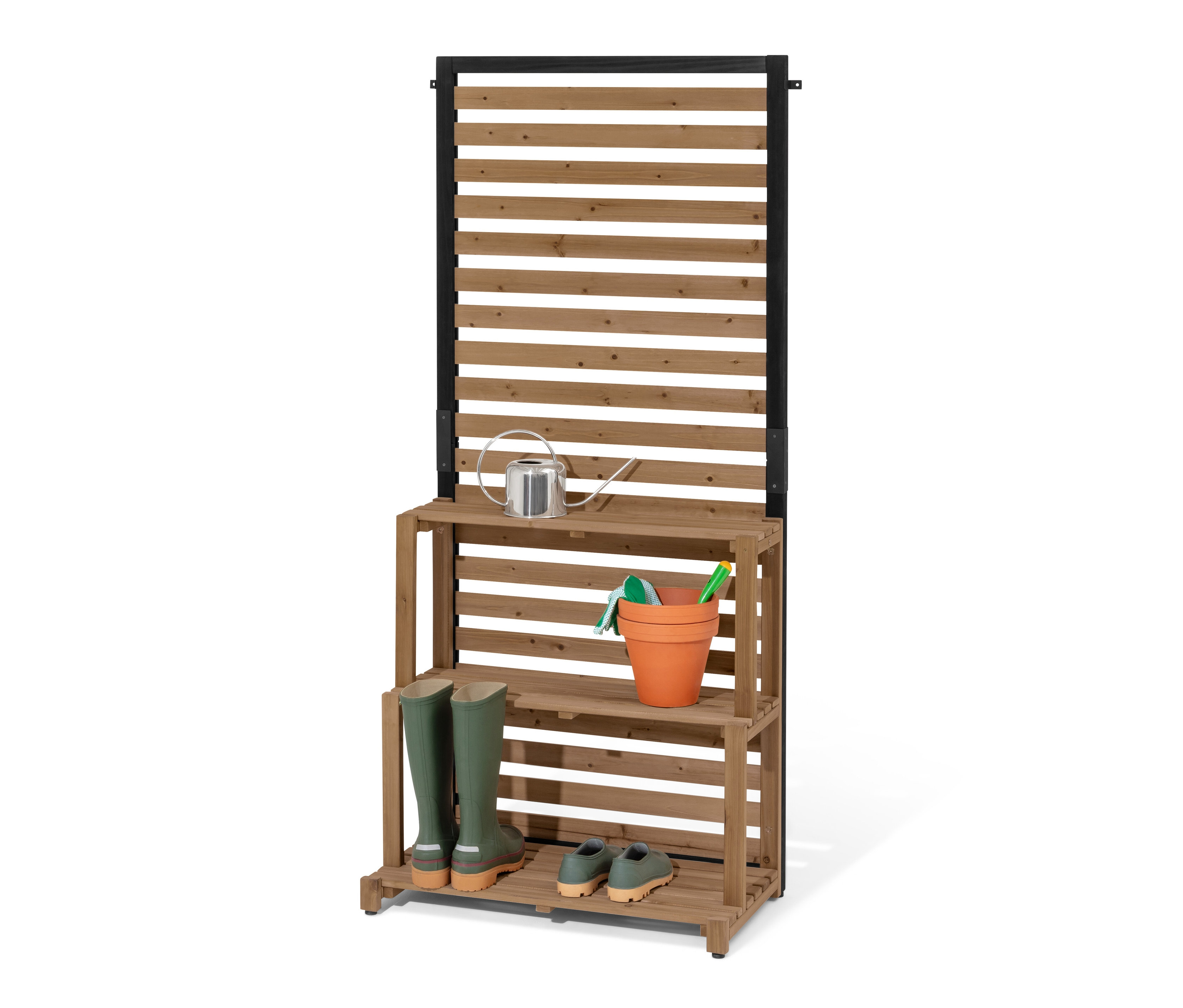 Tchibo - Sichtschutz-Regal-Modul »Elin« - 75x44x170cm - schwarz - Holz / Stahl / Polypropylen