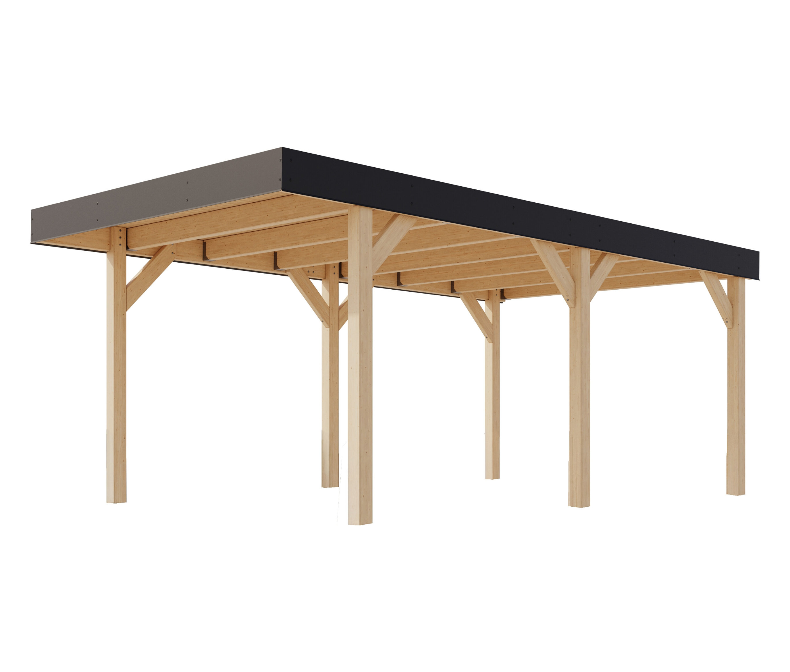 Karibu Einzel-Carport - 312x487x246,5cm - braun - Fichtenholz