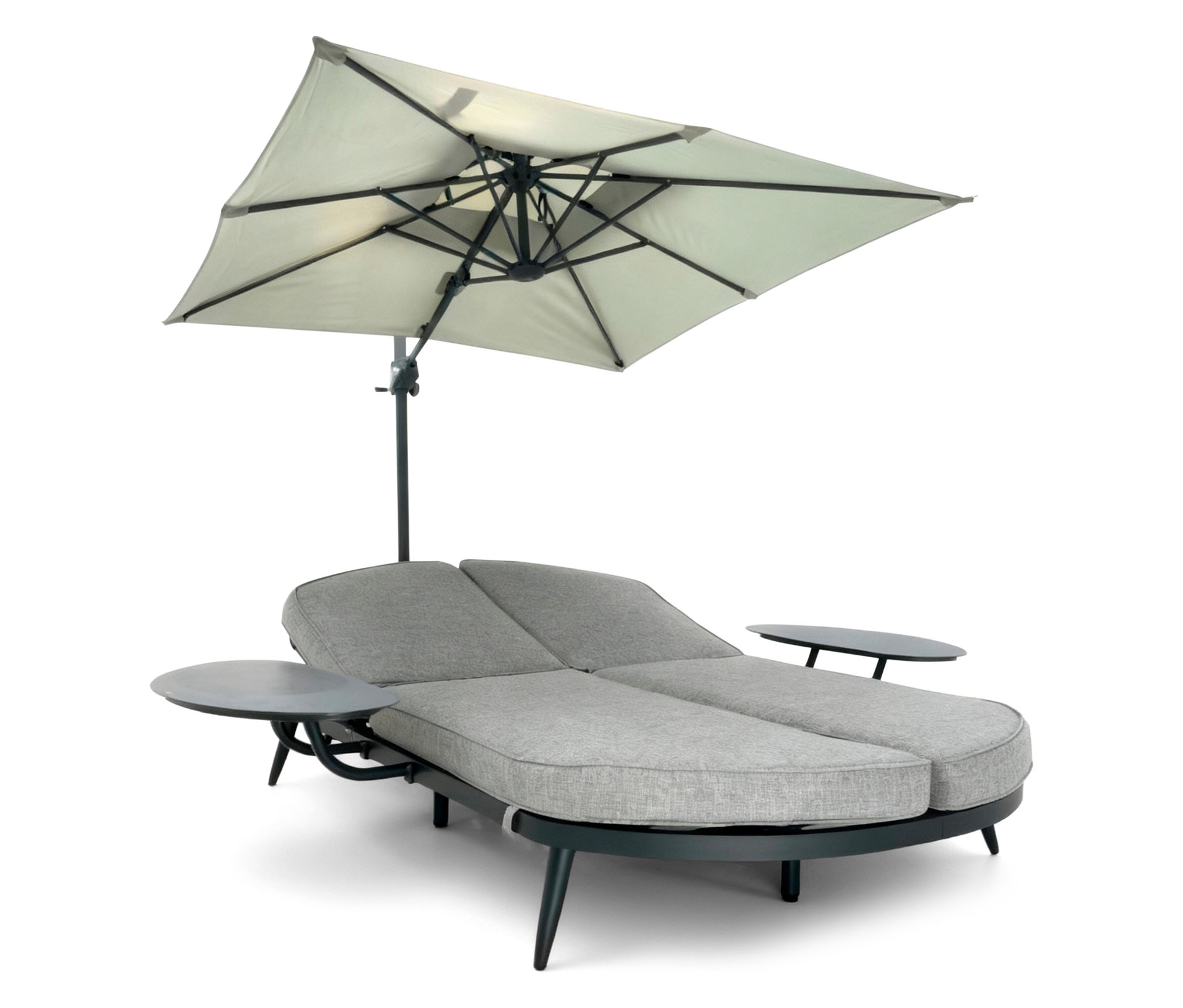 Leco Sonnenliege mit Ampelschirm - 240x253x240cm - anthrazit -