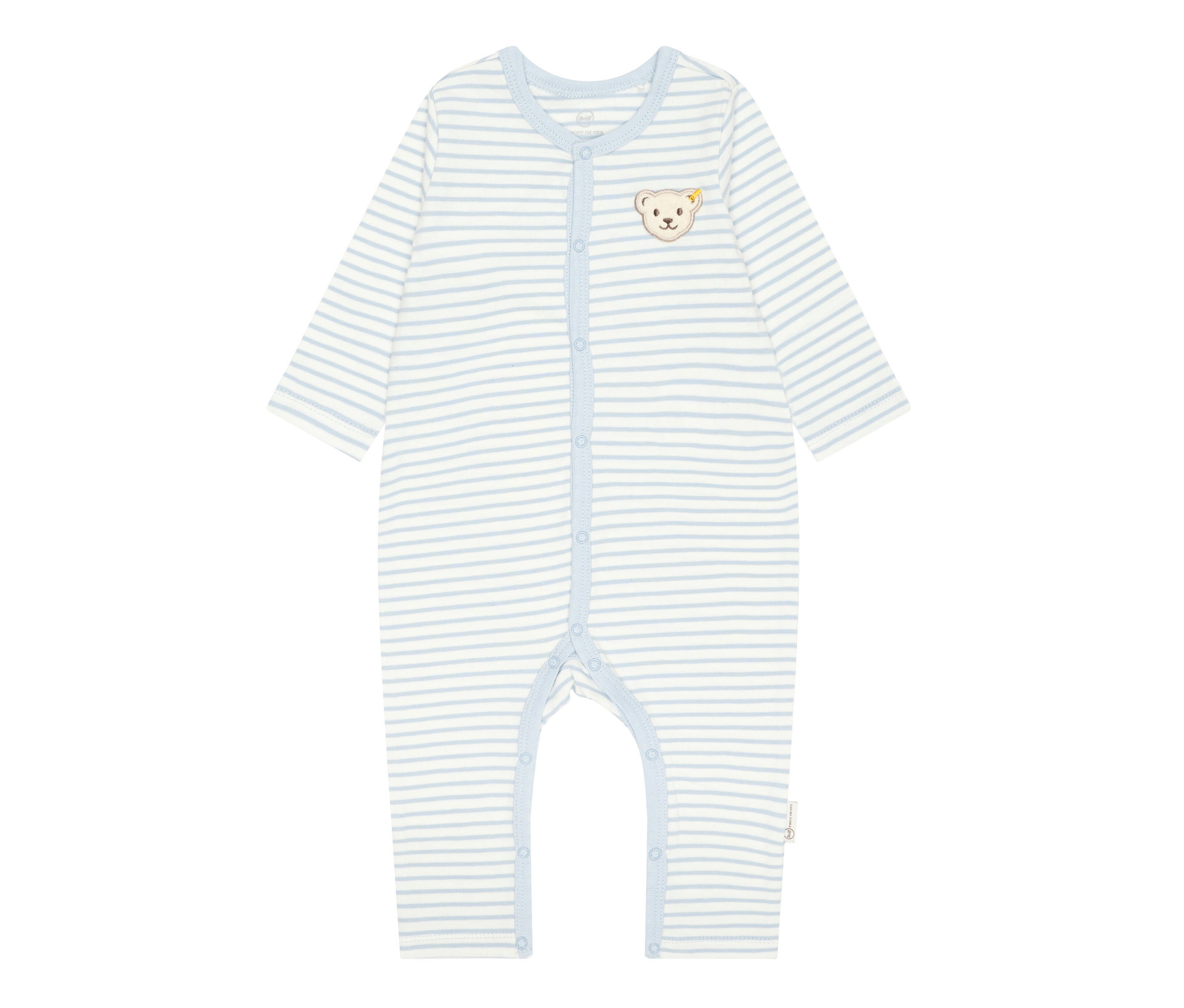 Steiff Baby-Strampler mit Knopfleiste - Baby - Gr. 74 - hellblau/gestreift