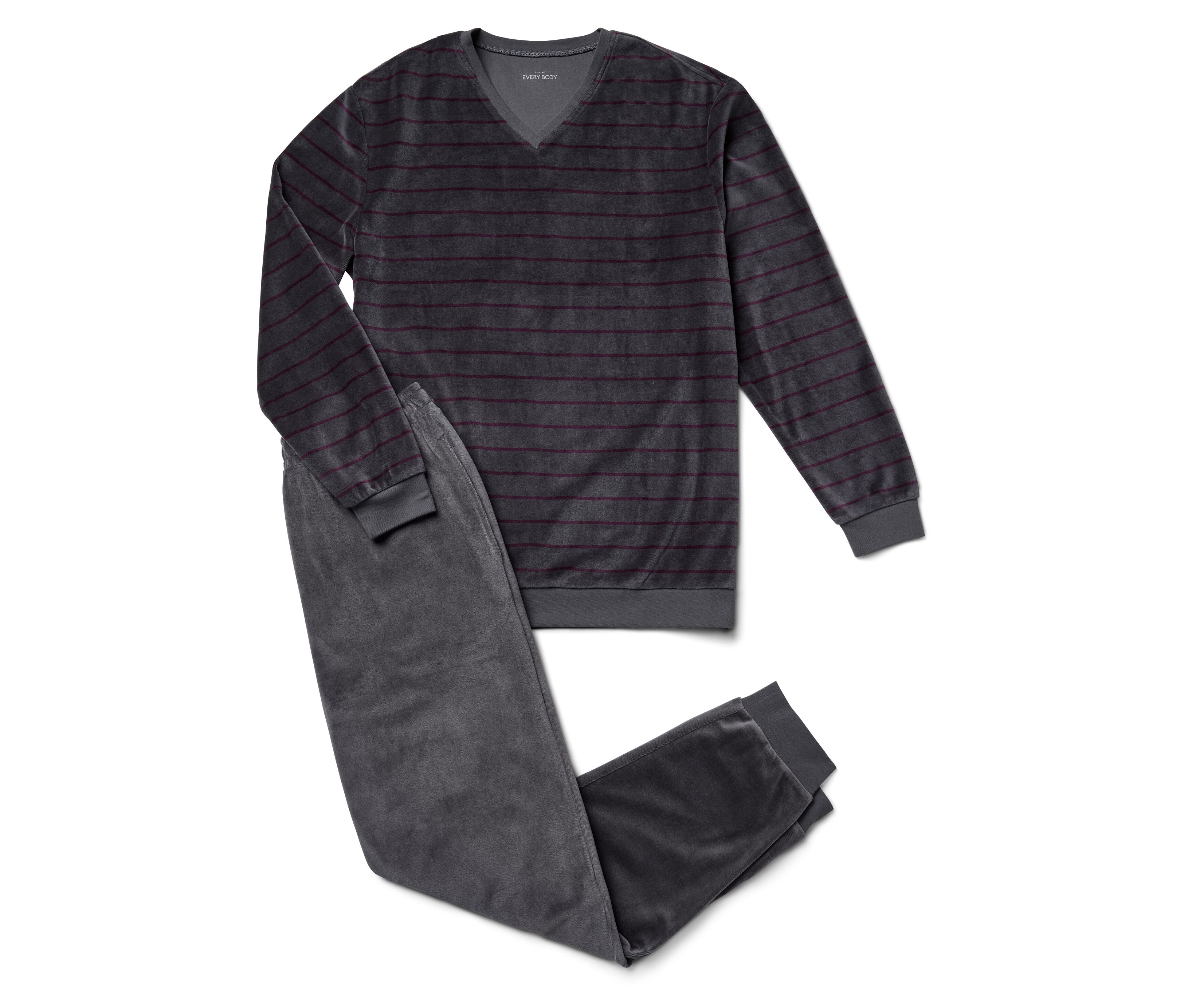 Tchibo - Nicki-Pyjama - Herren - Gr. M - bordeaux/gestreift