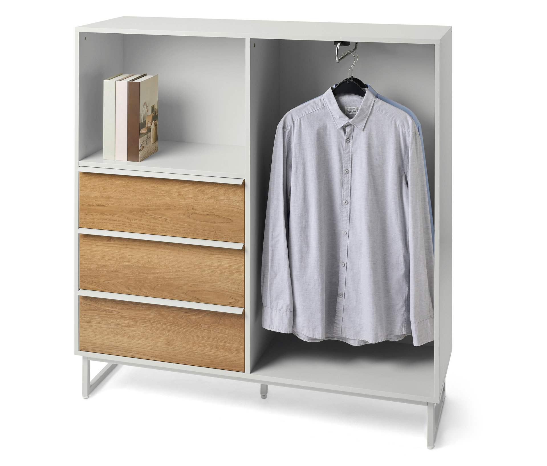 Tchibo - Kommode »Leeg« mit 3 Schubladen und Kleiderstange - 120x40x124cm - hellgrau -