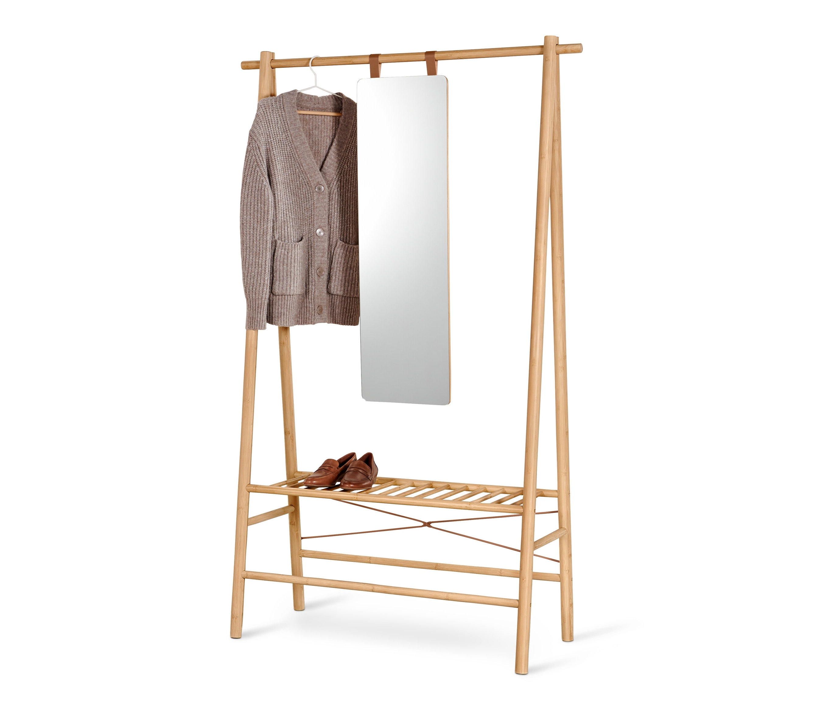 Tchibo - Garderobe mit Spiegel - 113x45,5x181cm - naturfarben - Bambusholz / Glas / Polyurethan