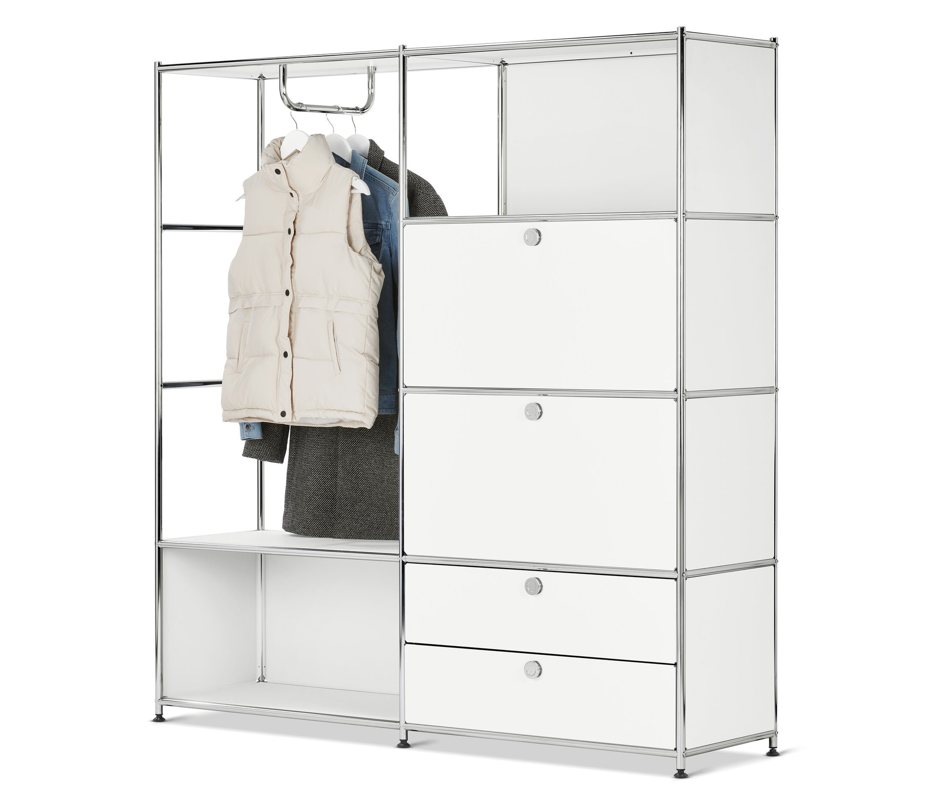 Tchibo - Garderobe Metall »Cn3« mit 2 Klappenfächern und 2 Schubladen - 152x40x158,5cm - chrom -
