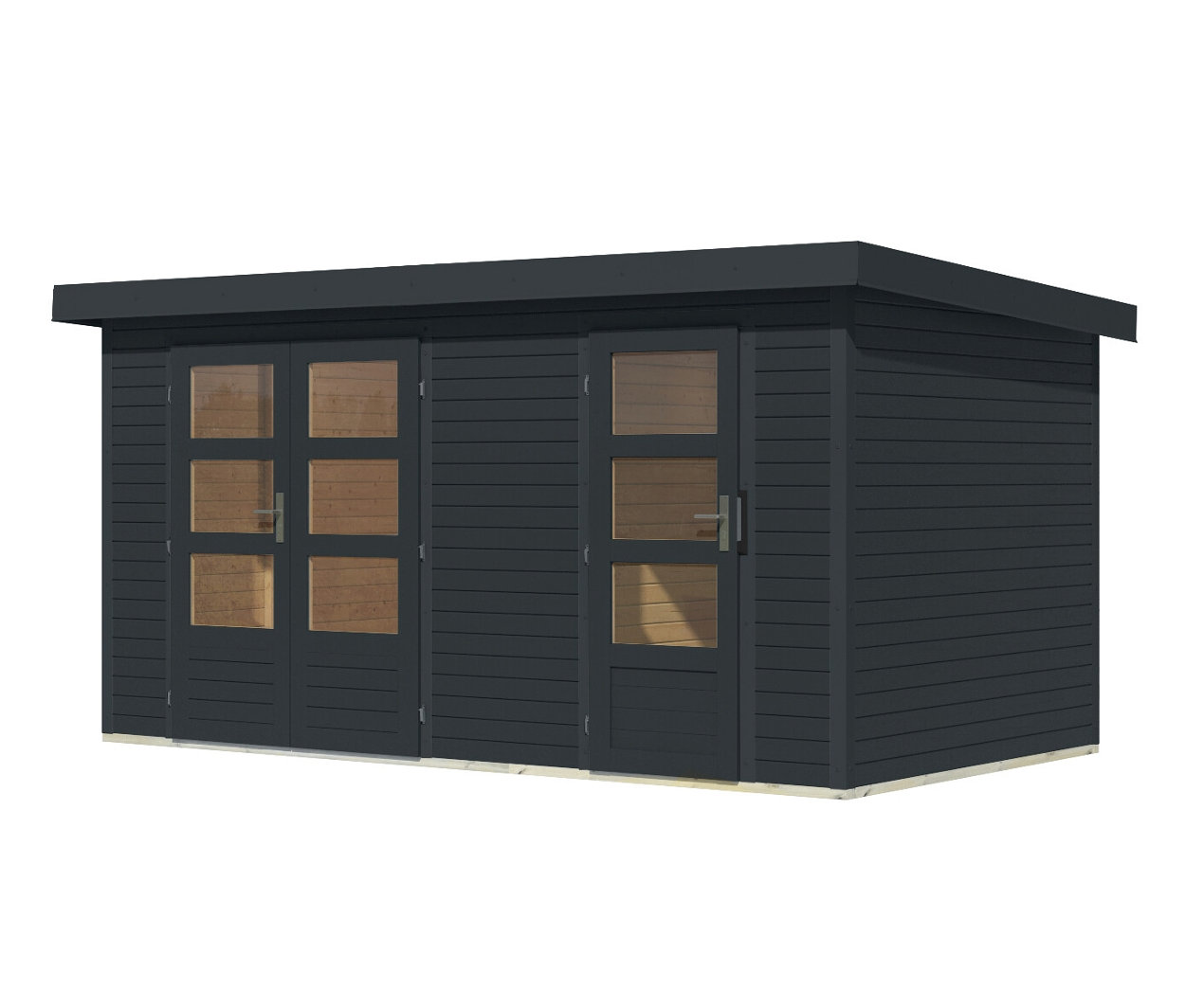 Karibu Gerätehaus »Mars« mit 2 Räumen und Metalldach - 400,5x213,5x209cm - anthrazit - Fichtenholz / Stahl / Stahl