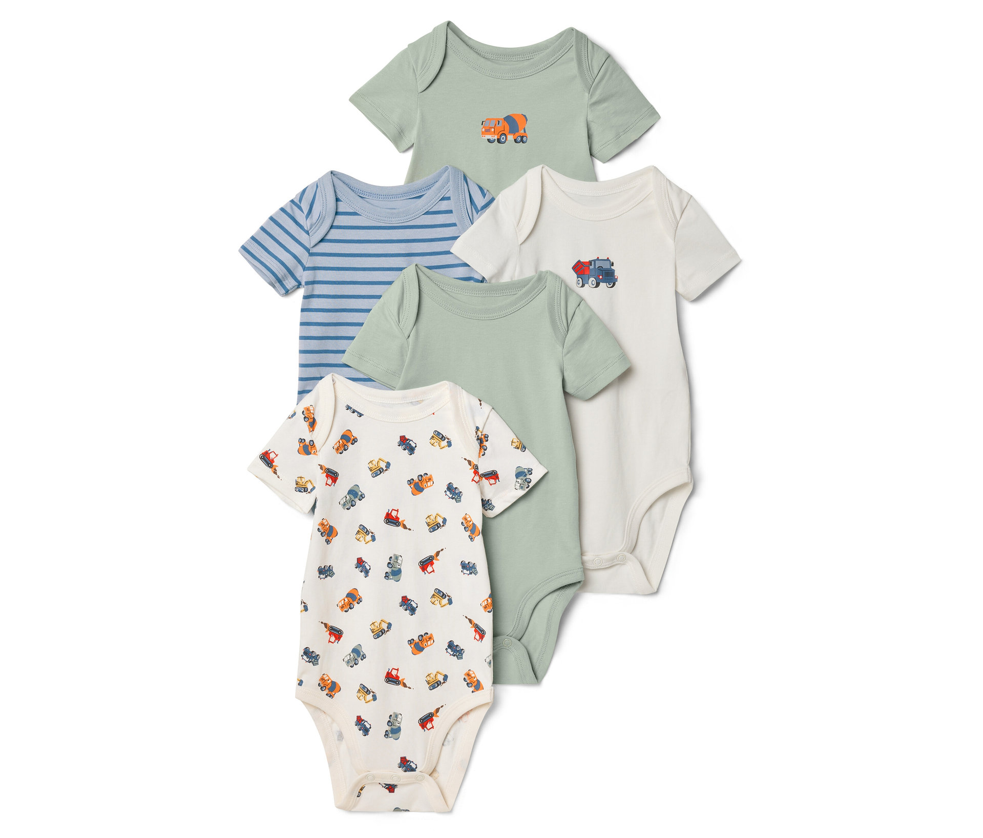 Tchibo - 5 Baby-Bodys mit Mitwachsfunktion - Baby - Gr. 50/56 - hellblau/print
