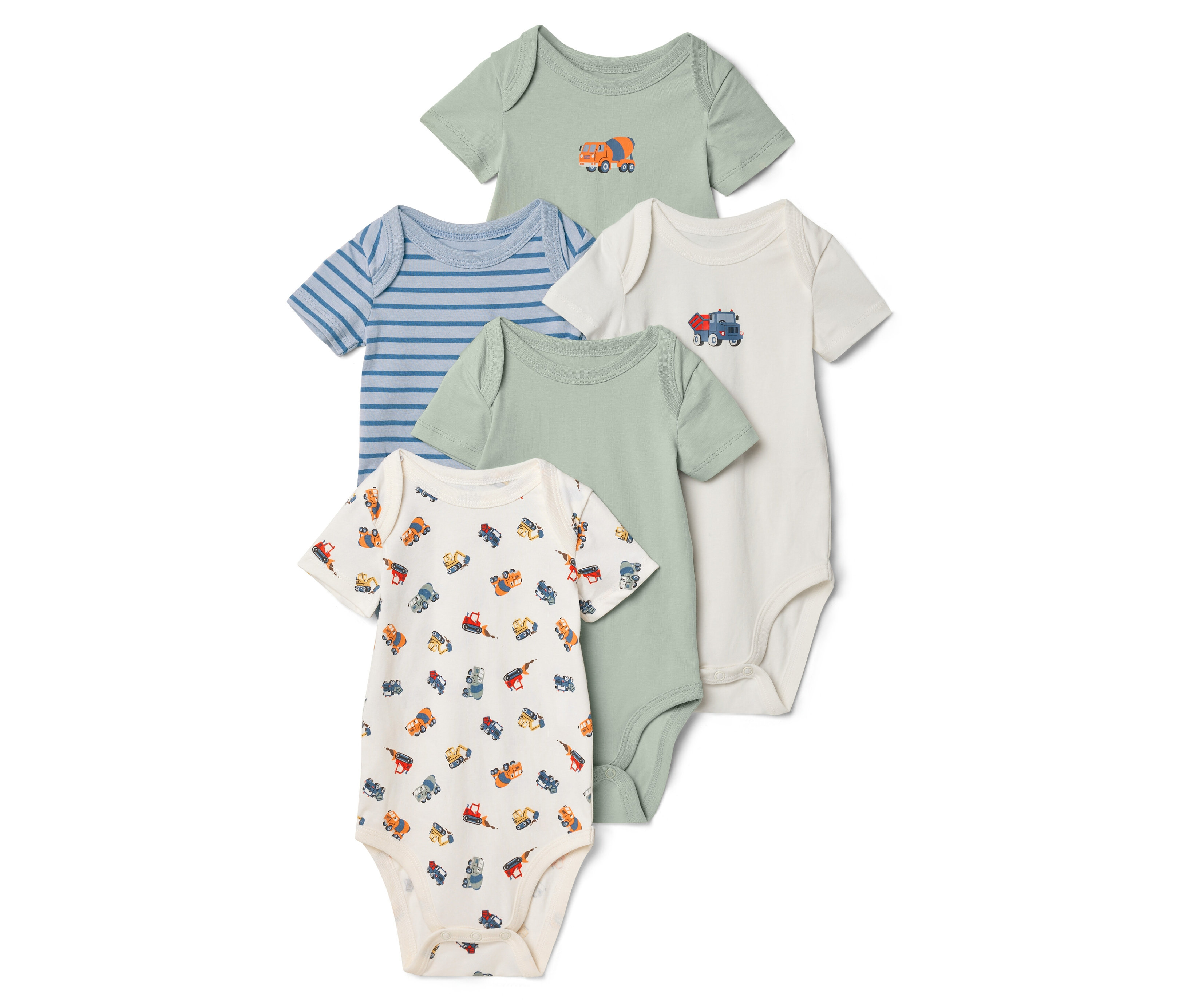 Tchibo - 5 Baby-Bodys mit Mitwachsfunktion - Jungen - Gr. 98/104 - hellblau/print