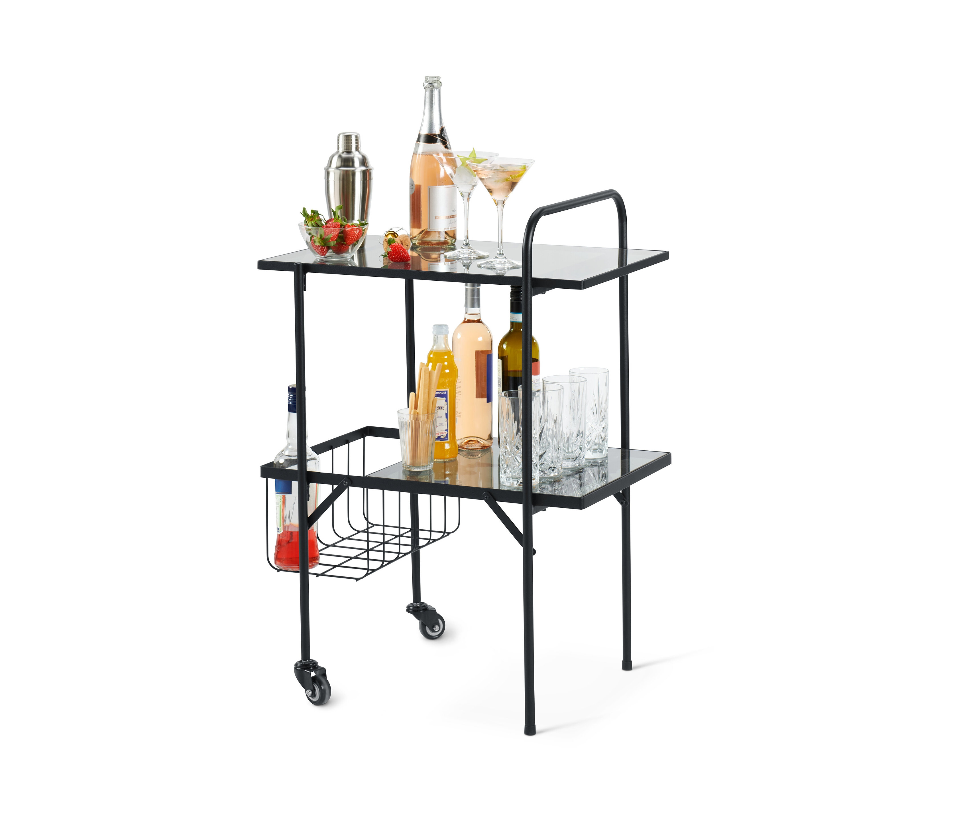 Tchibo - Servierwagen - 60x43,5x85,5cm - schwarz - Stahl / Glas / Glas