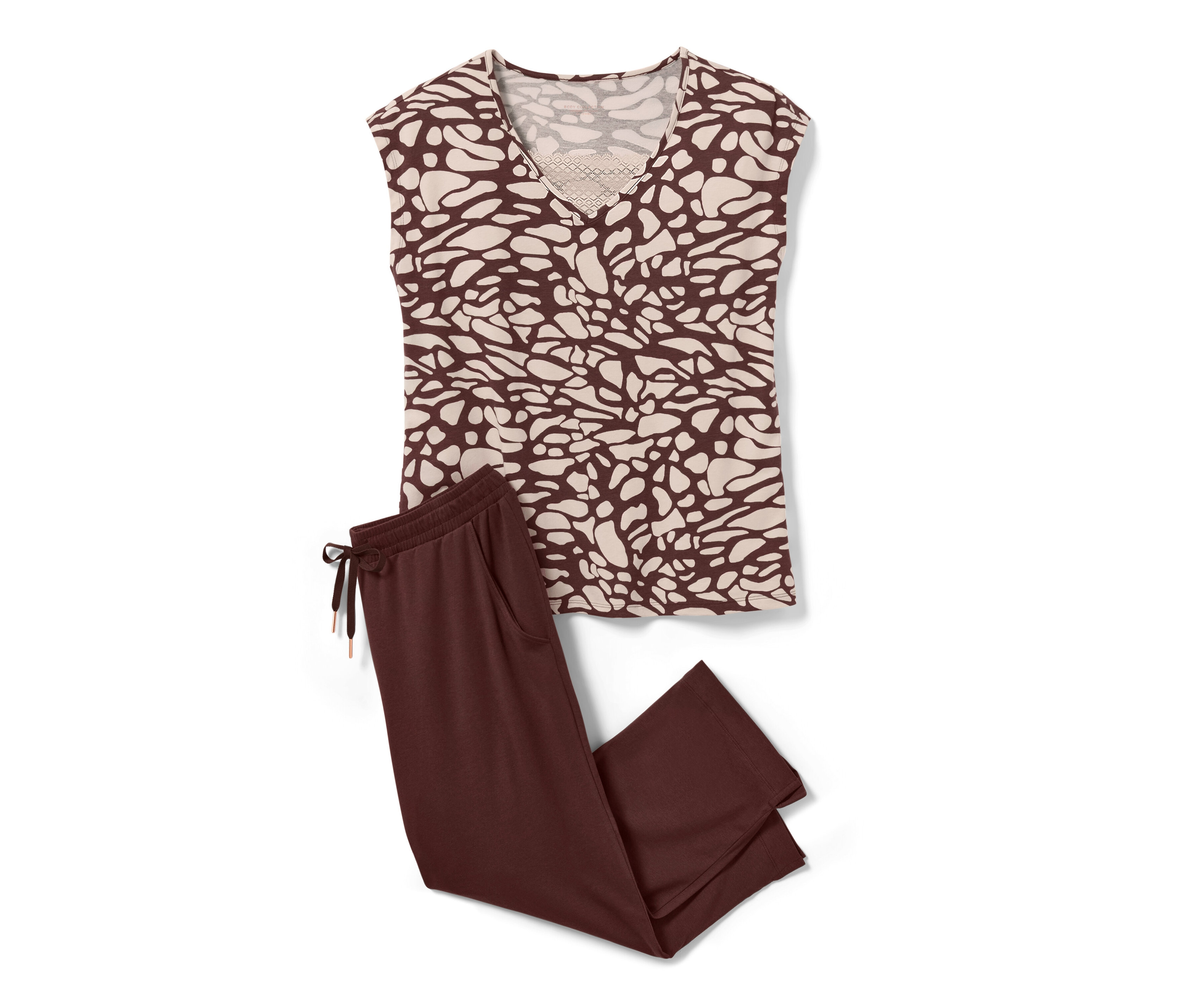 Tchibo - Pyjama mit Spitze - Damen - Gr. S - creme