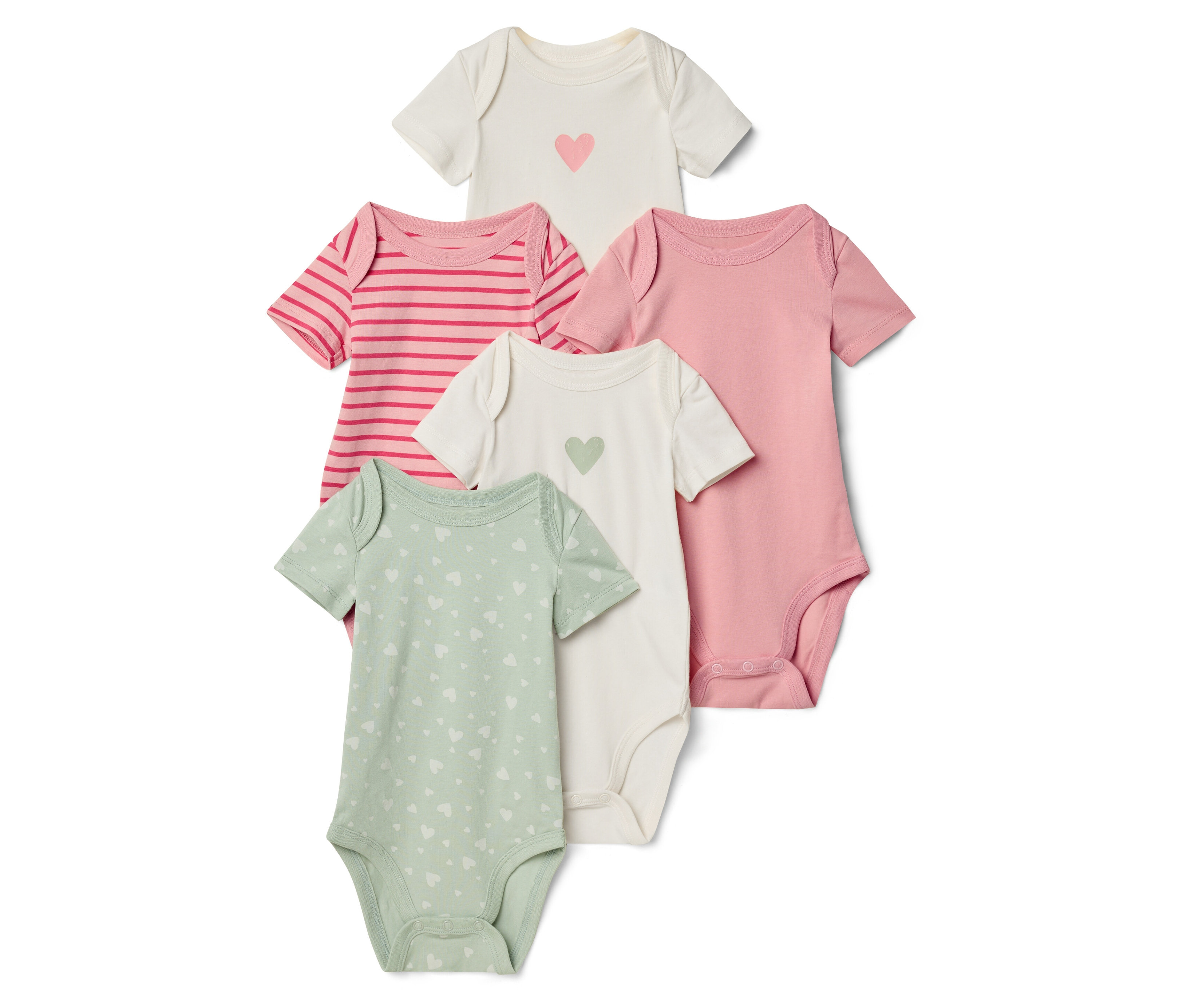 Tchibo - 5 Baby-Bodys mit Mitwachsfunktion - Baby - Gr. 62/68 - hellgrau/print