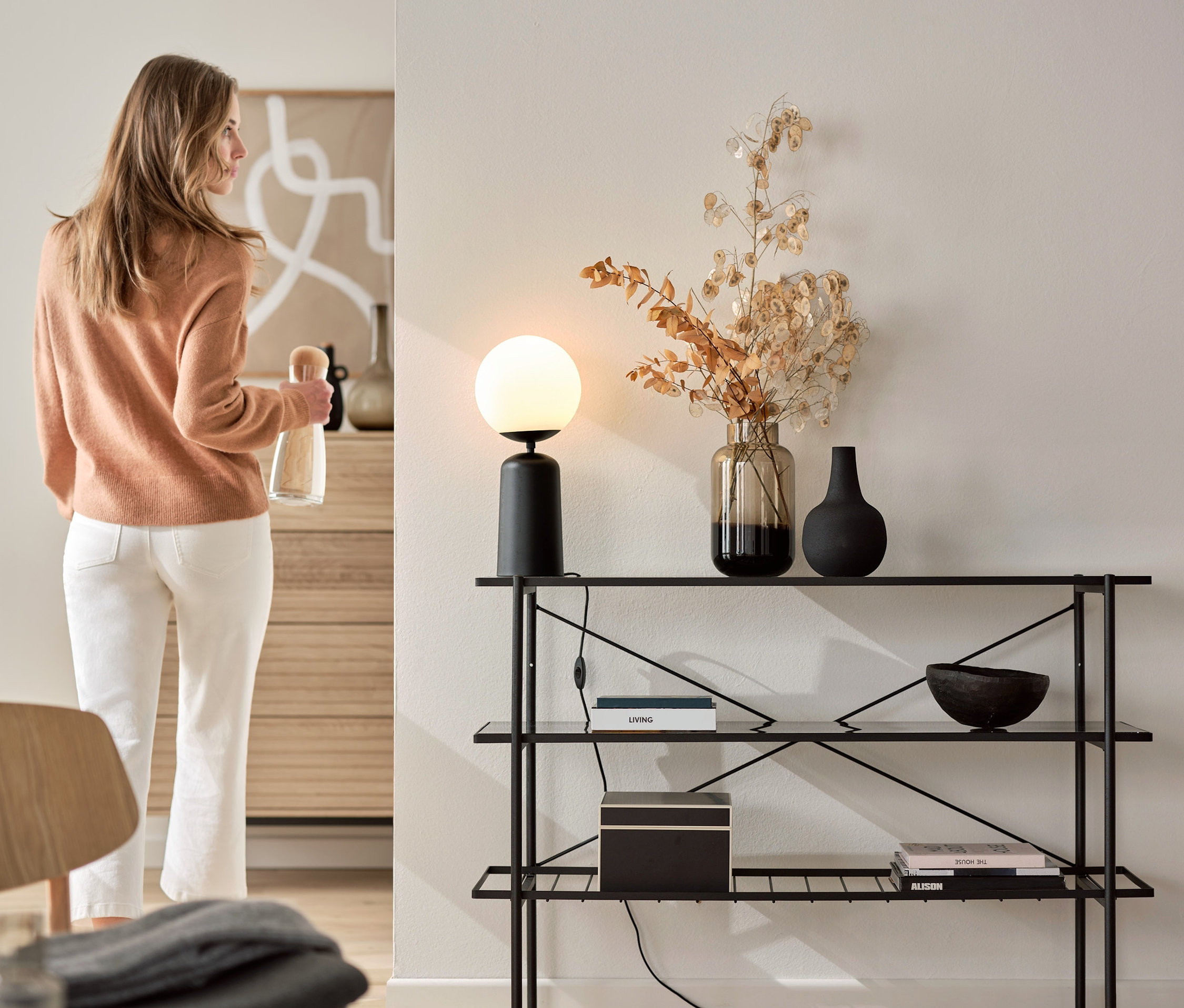 Tchibo - Konsole - 120x39,5x85cm - schwarz - Stahl / Glas / Glas