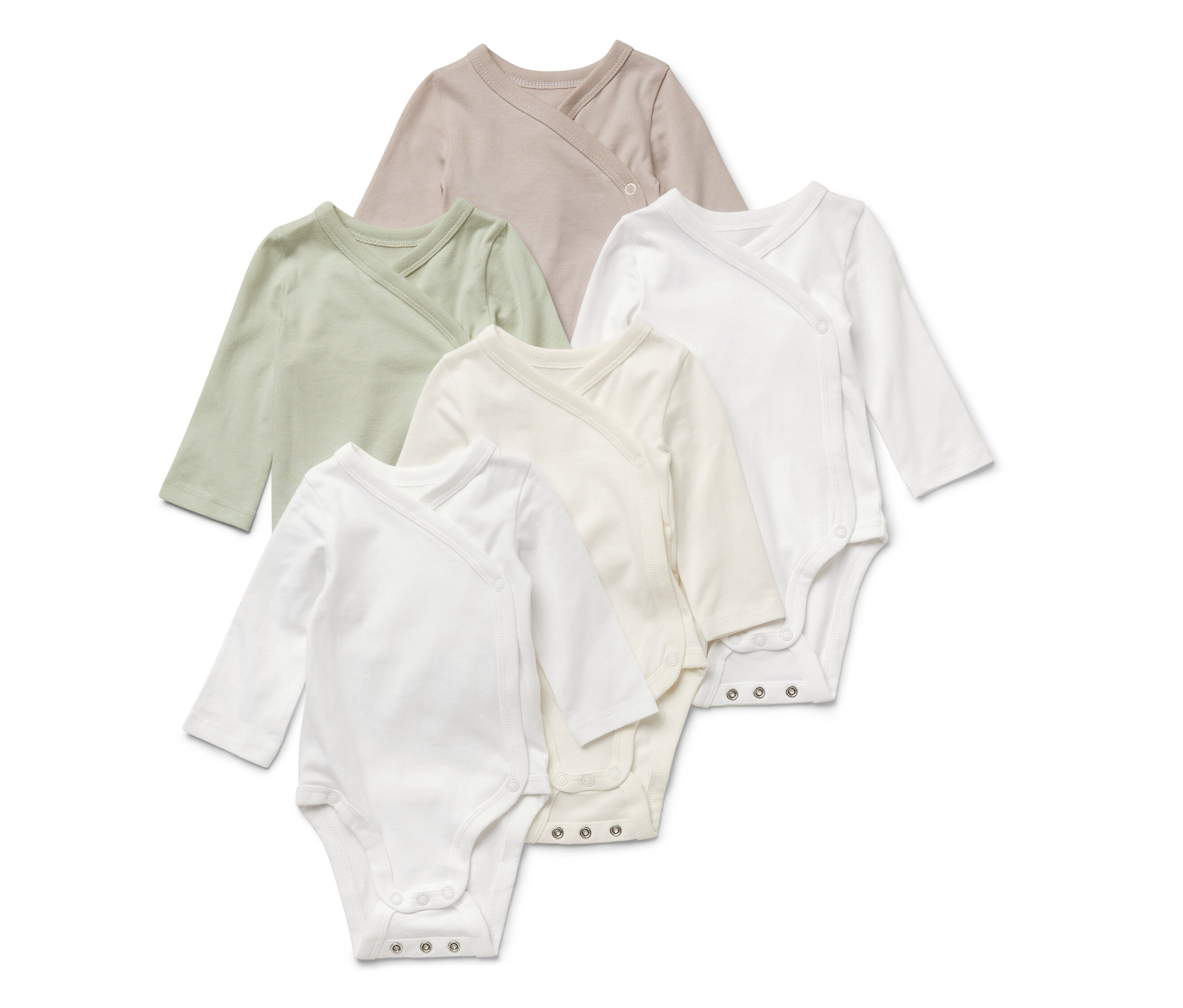 Tchibo - 5 Baby-Bodys mit Mitwachsfunktion - Baby - Gr. 74/80 - creme
