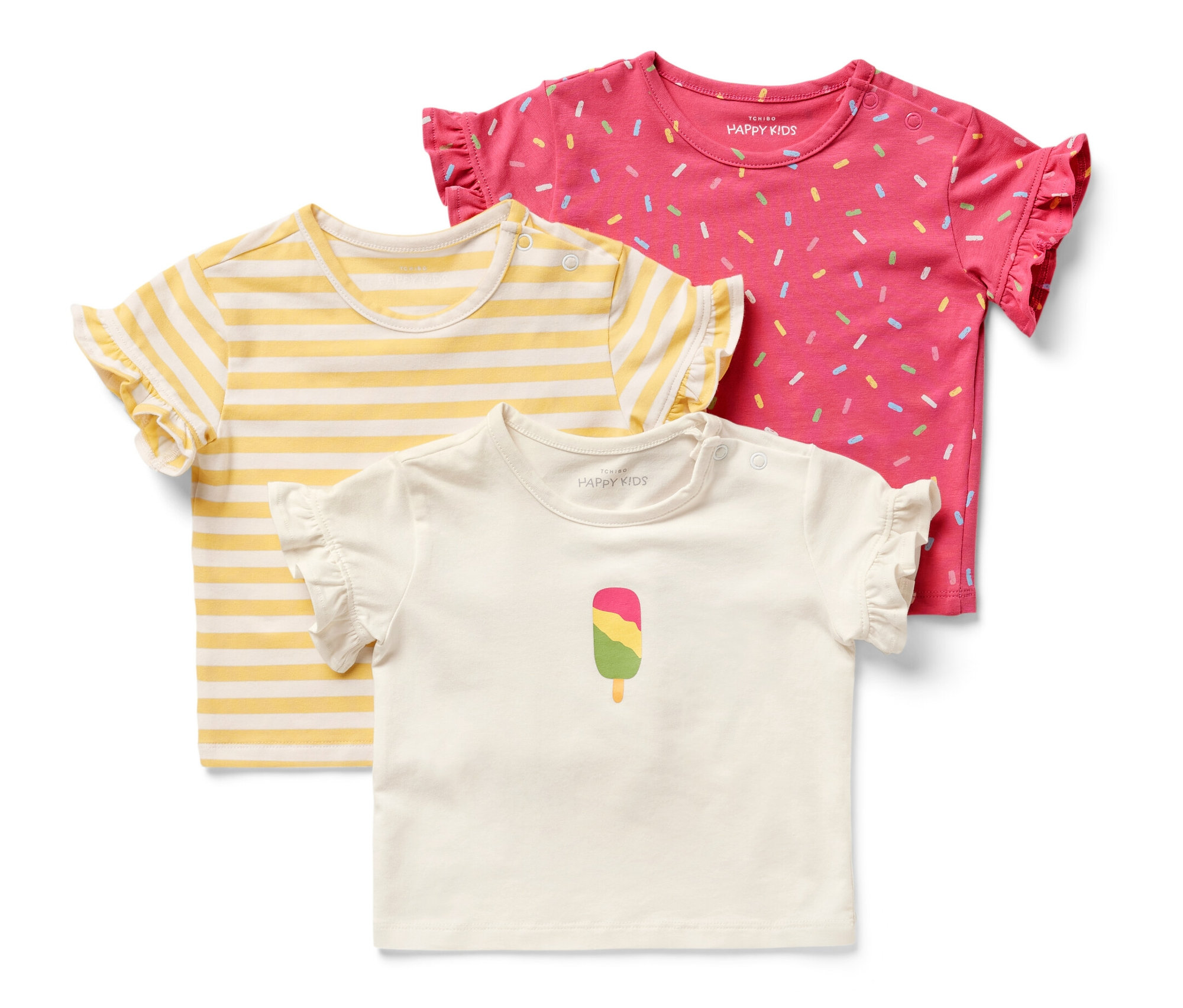 Tchibo - 3 Baby-T-Shirts - Baby - Gr. 50/56 - creme