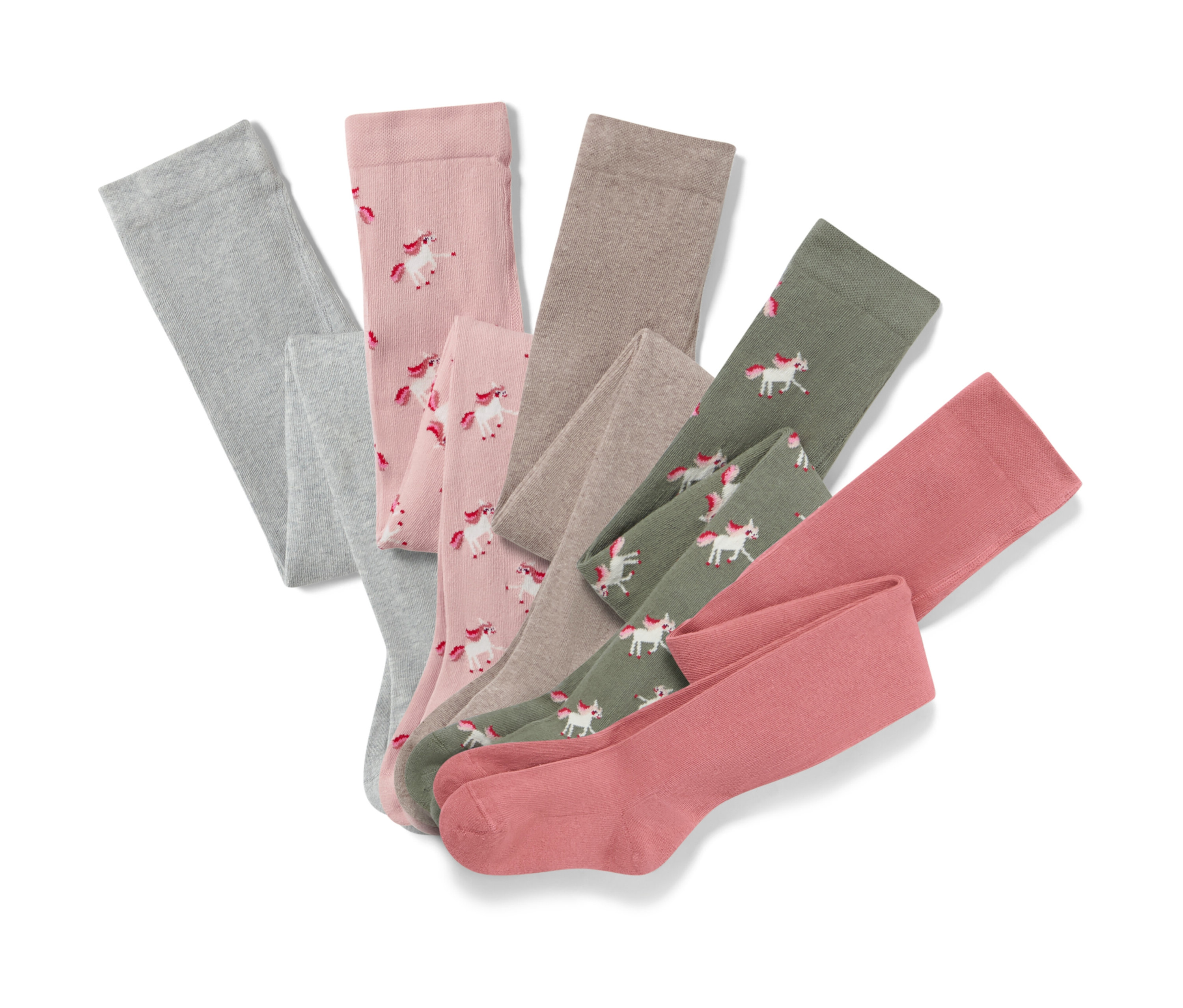 Tchibo - 5 Baumwoll-Strumpfhosen - Mädchen - Gr. 98/104 - dunkelrosa/gestreift