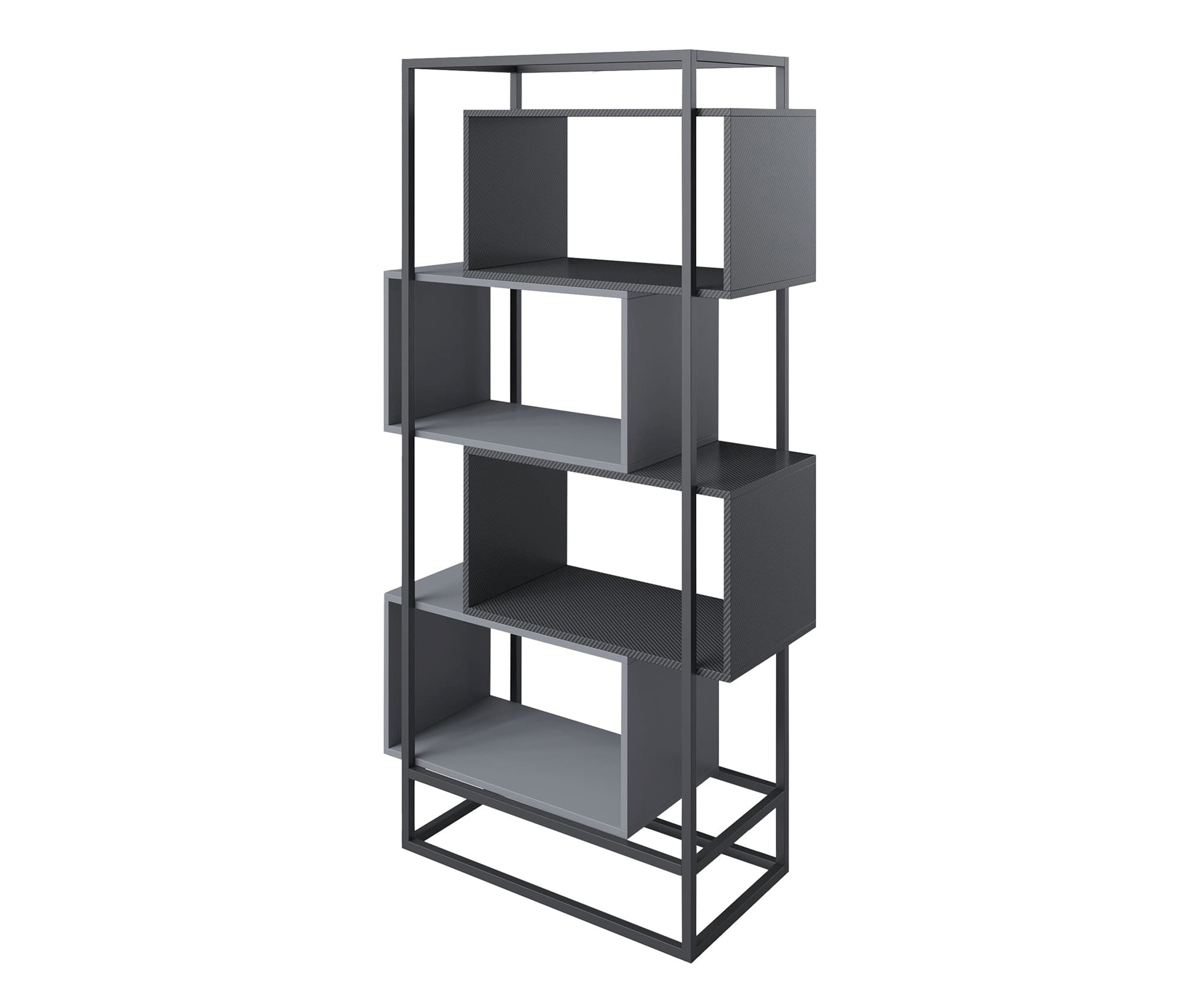 roba Minecraft Bücherregal mit 4 Fächern - 70x38x163,5cm - schwarz - Metall / Holz