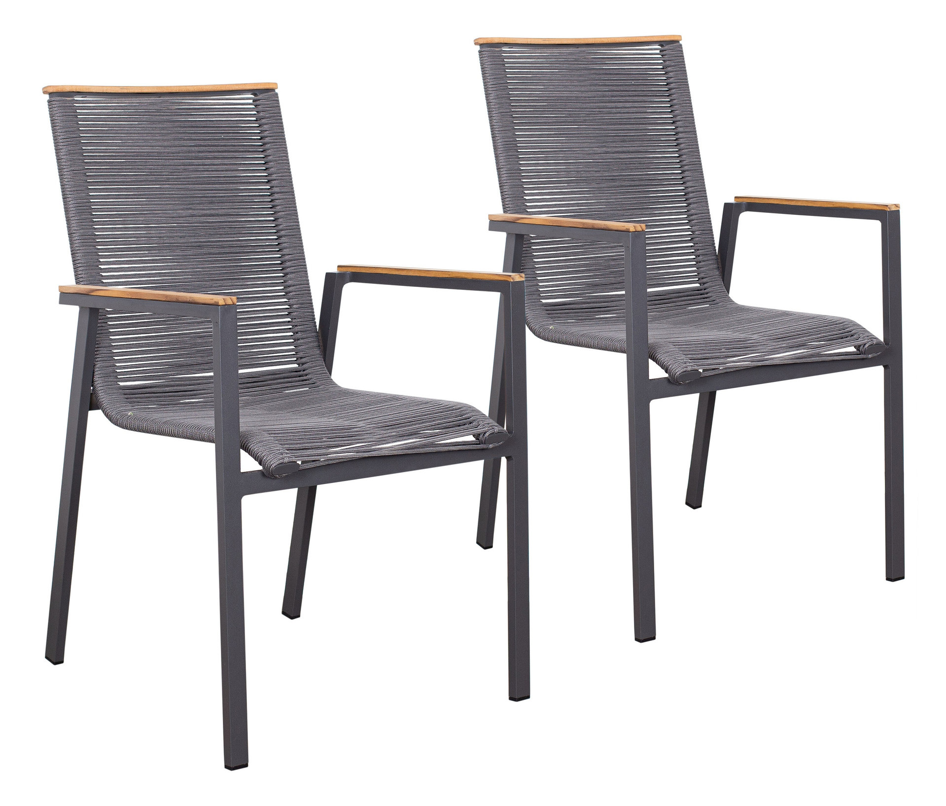 deVries Gartenstühle - 55x66x87cm - anthrazit - Aluminium / Holz