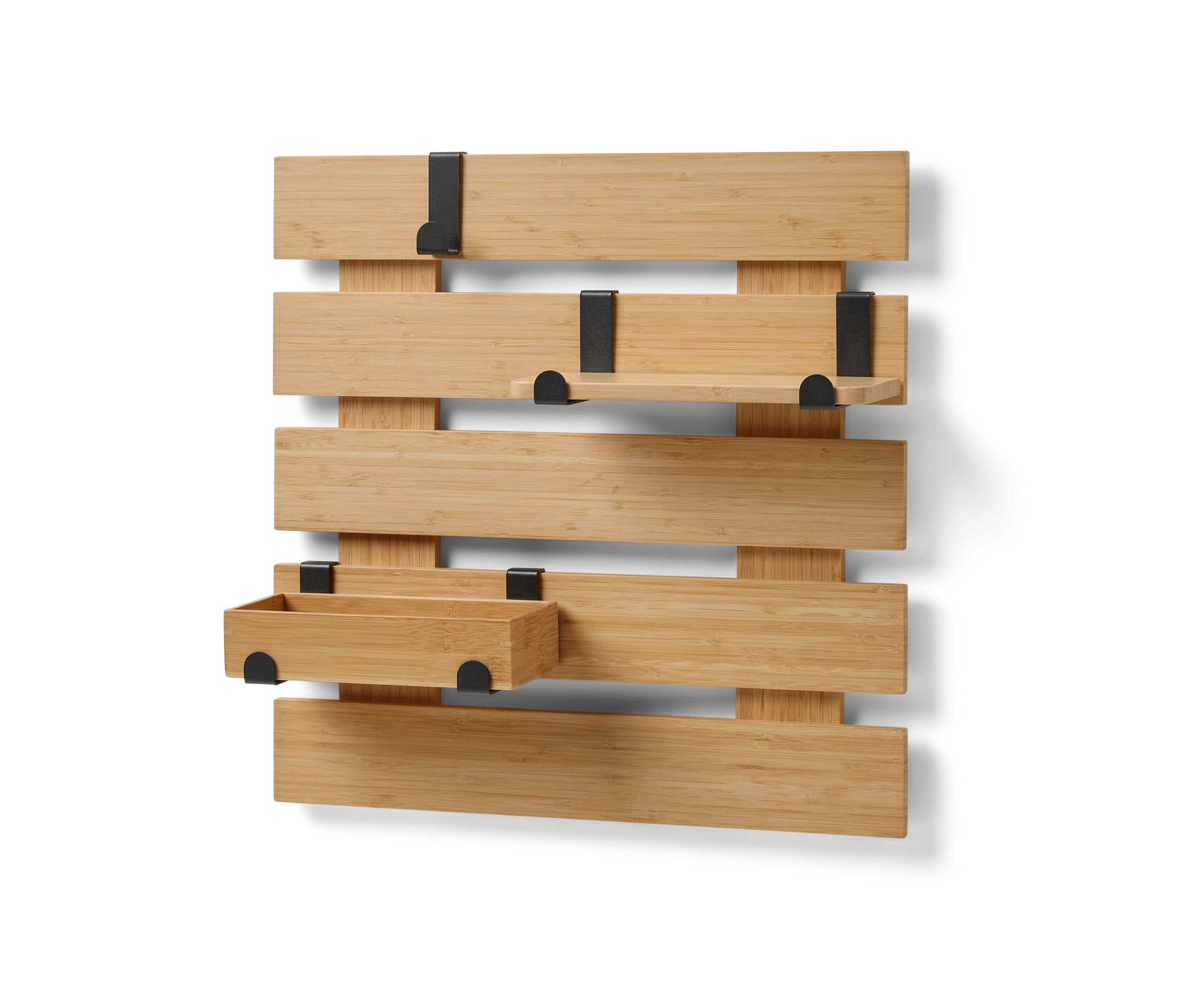 Tchibo - Wandregal mit flexiblen Haken und Boden - 50x13x50cm - schwarz - Bambusholz / Stahl