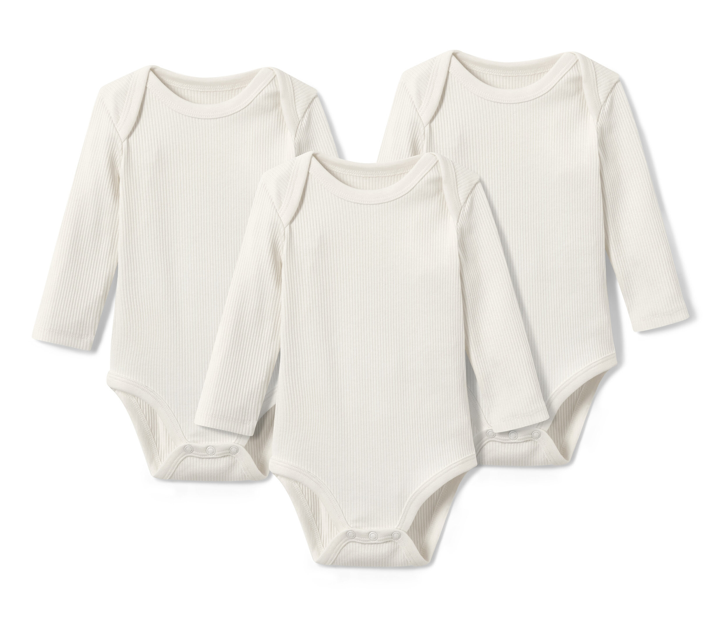 Tchibo - 3 Baby-Ripp-Langarmbodys - Baby - Gr. 74/80 - offwhite